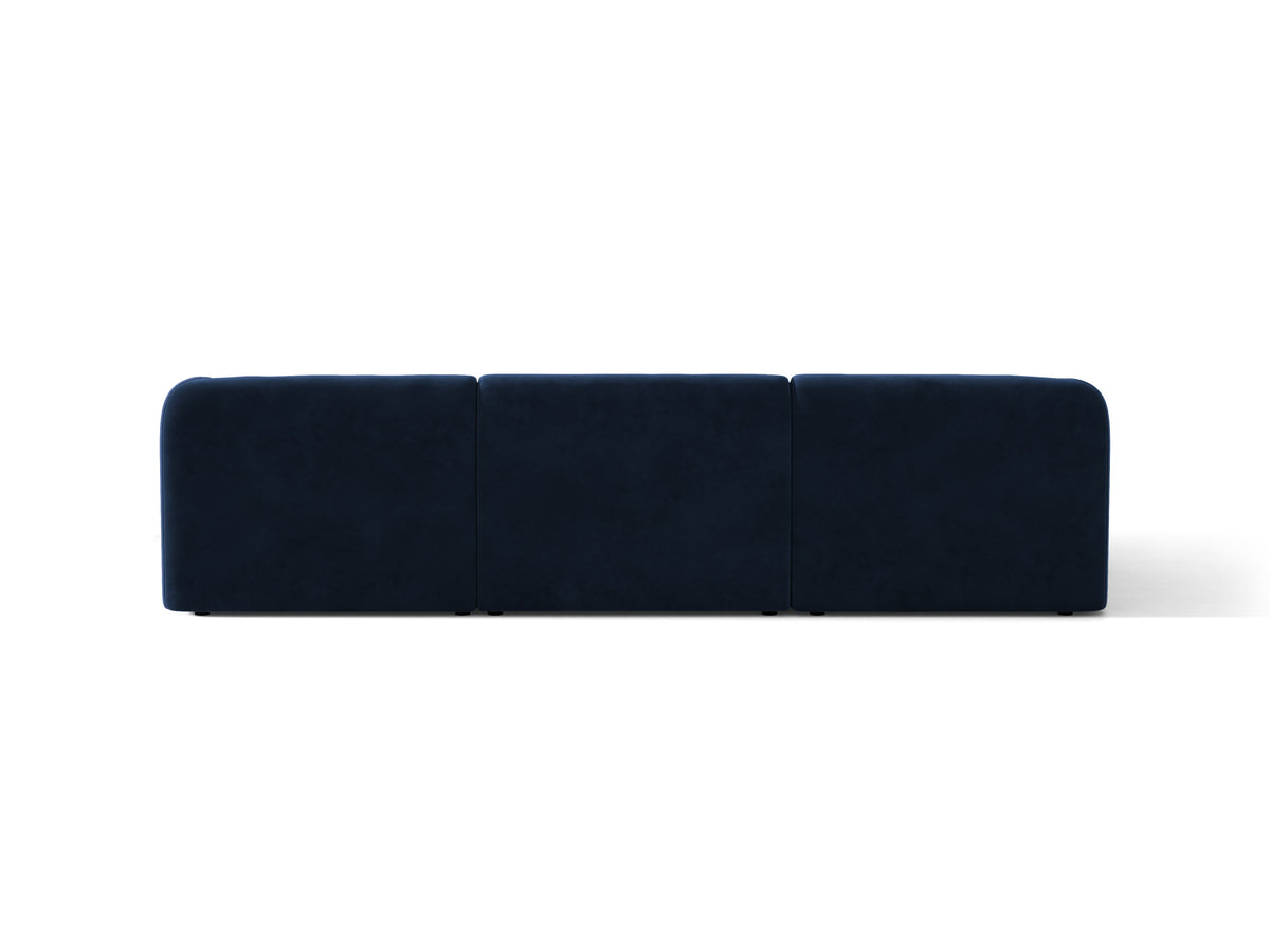 Velvet corner sofa for 4 people, left-sided, MILEY in navy blue