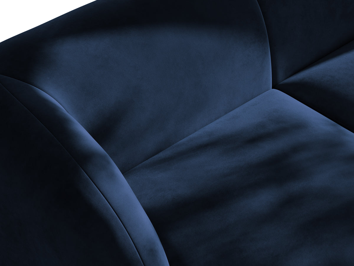 Velvet corner sofa for 4 people, left-sided, MILEY in navy blue