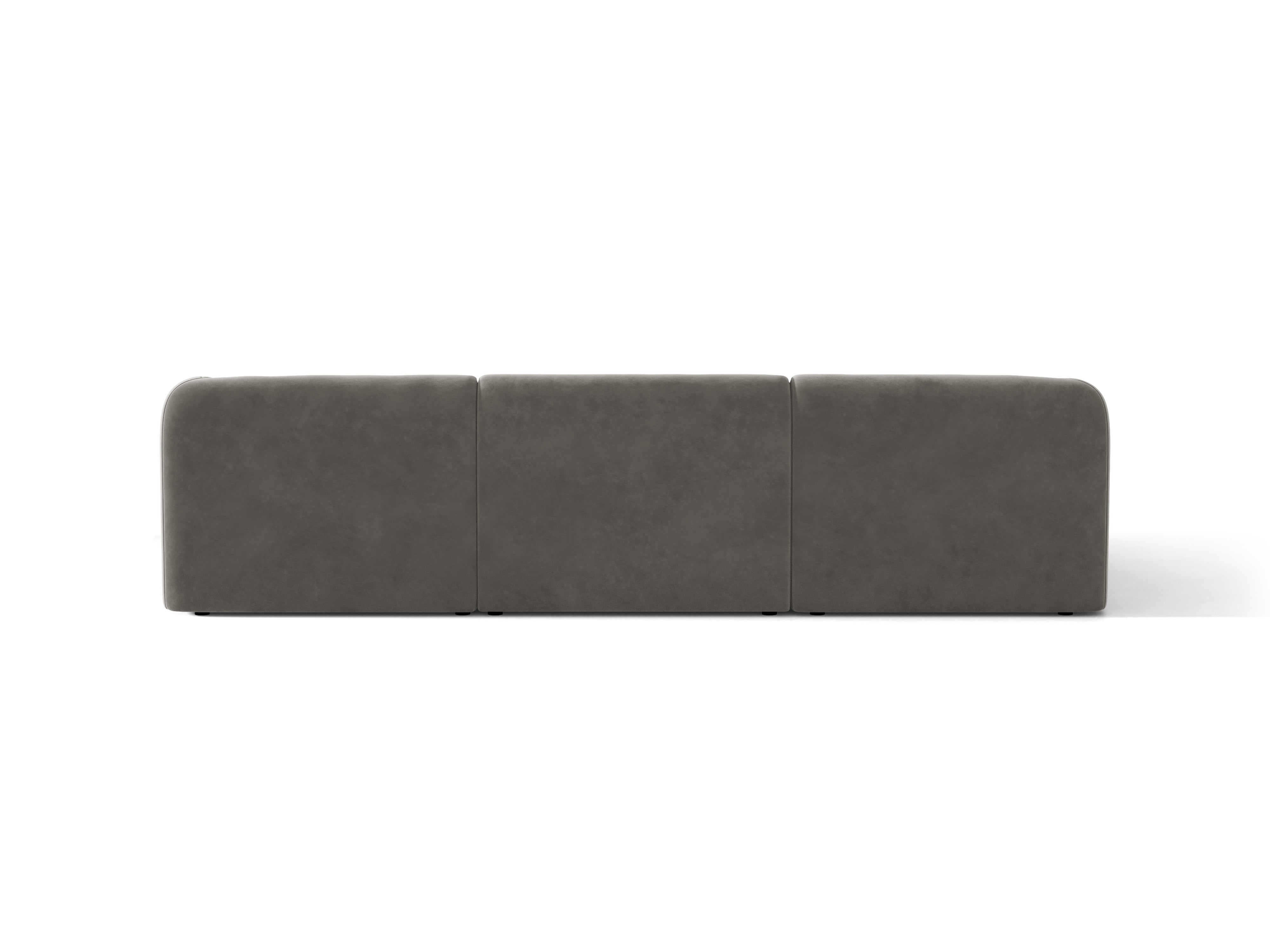 Velvet corner sofa for 4 people, left-sided, MILEY light gray