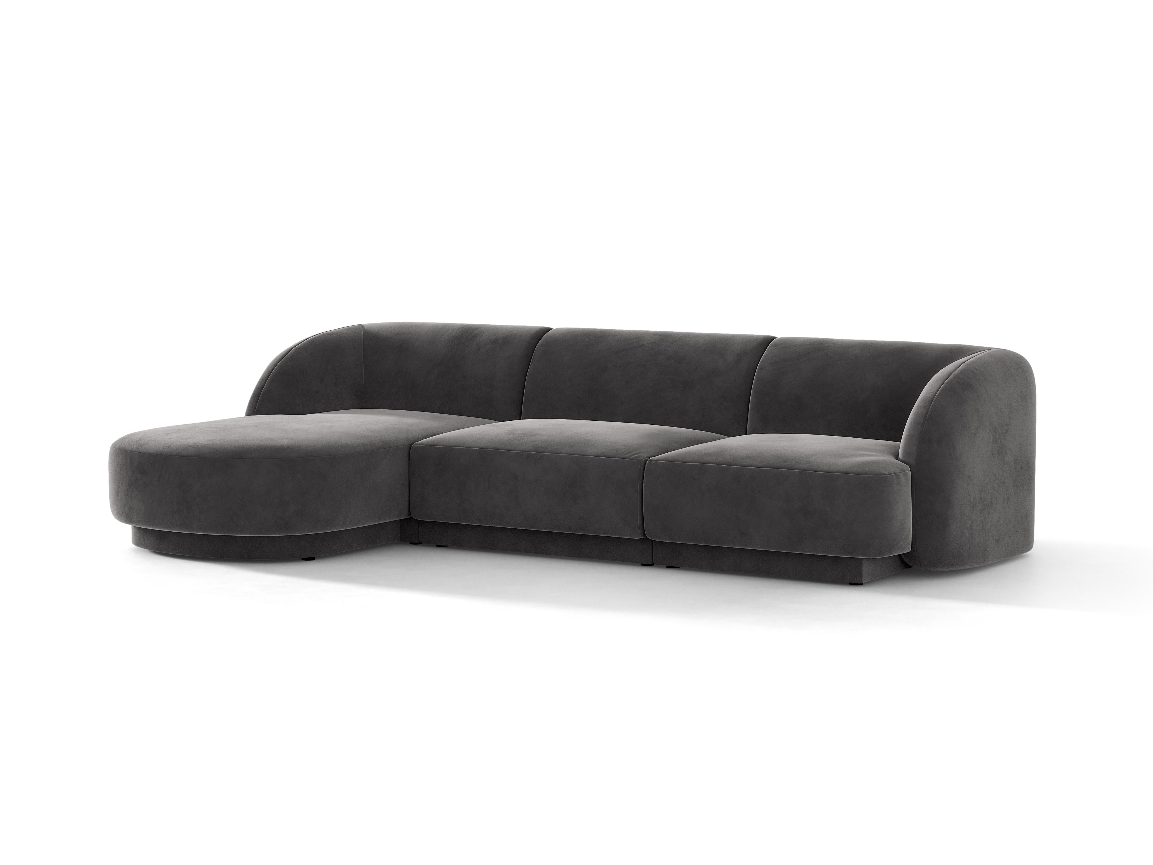 Velvet corner sofa for 4 people, left-sided, MILEY, dark gray