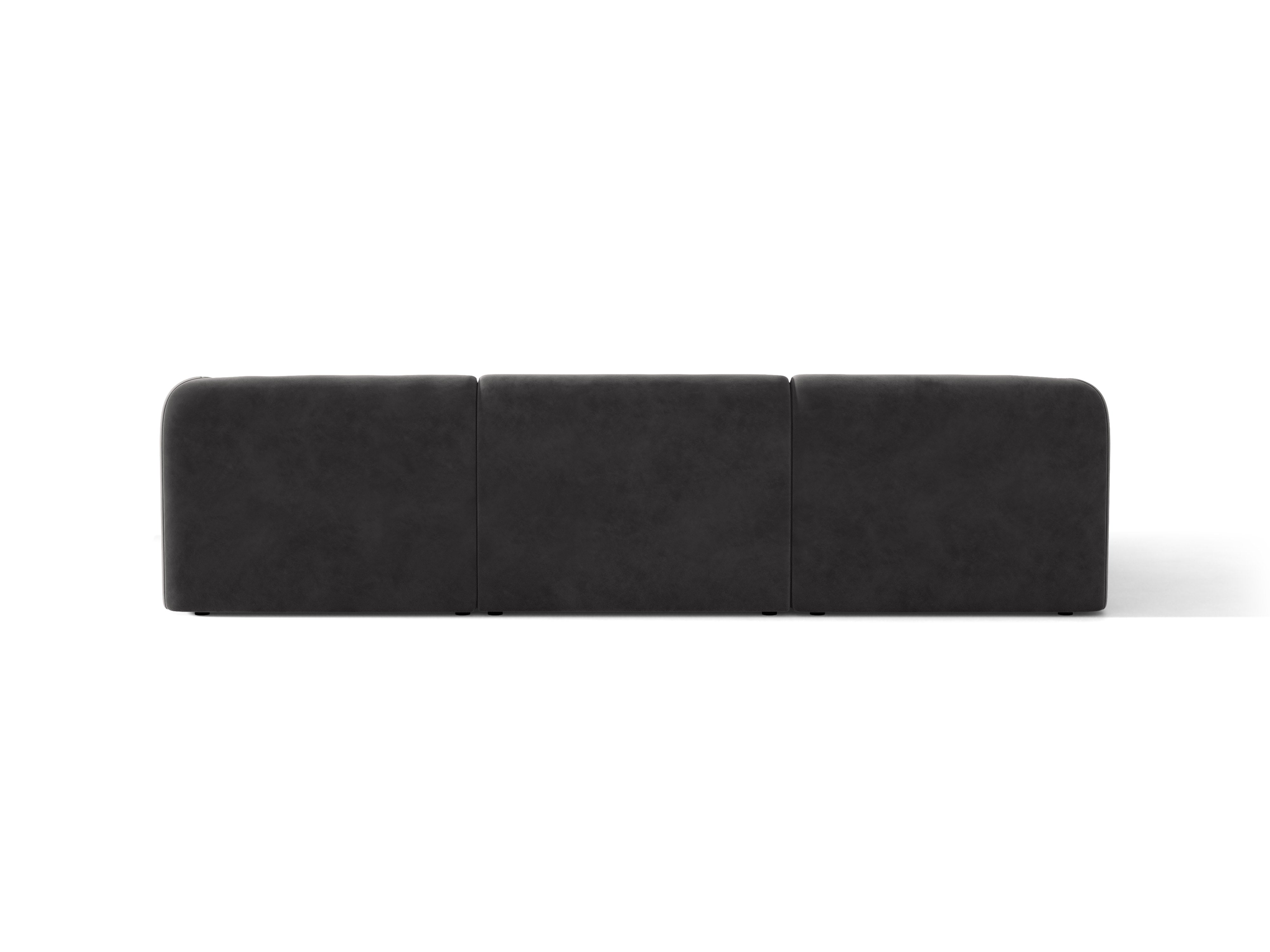 Velvet corner sofa for 4 people, left-sided, MILEY, dark gray