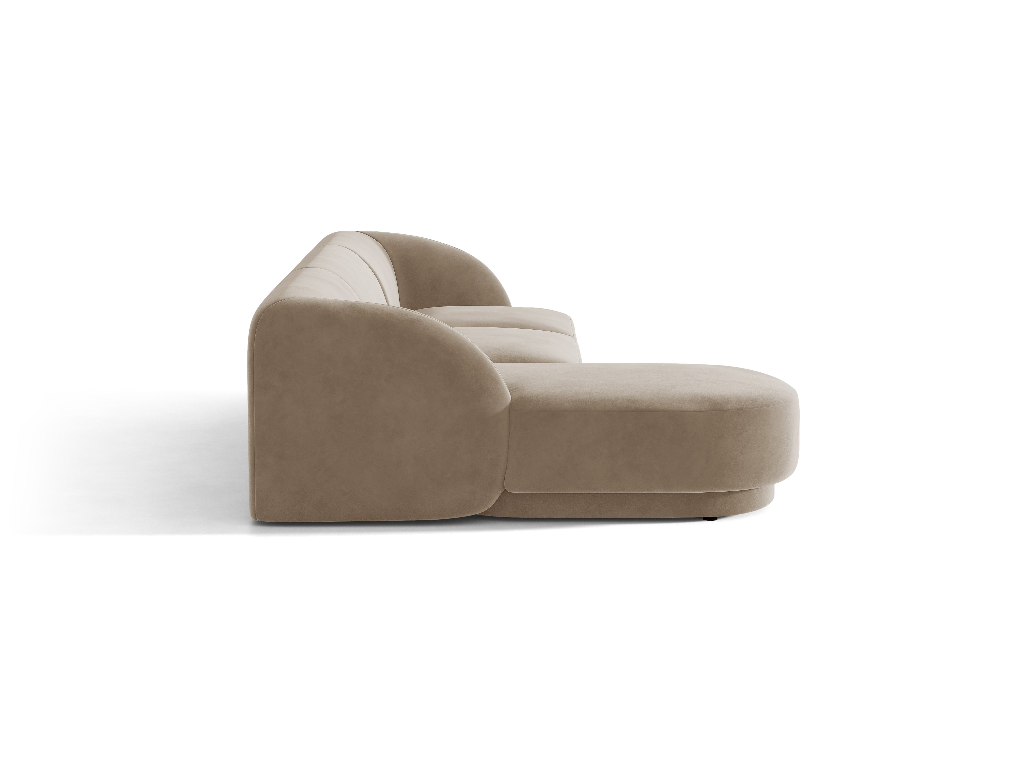 Narożnik aksamitny 4-osobowy lewostronny MILEY cappuccino – sofa narożna