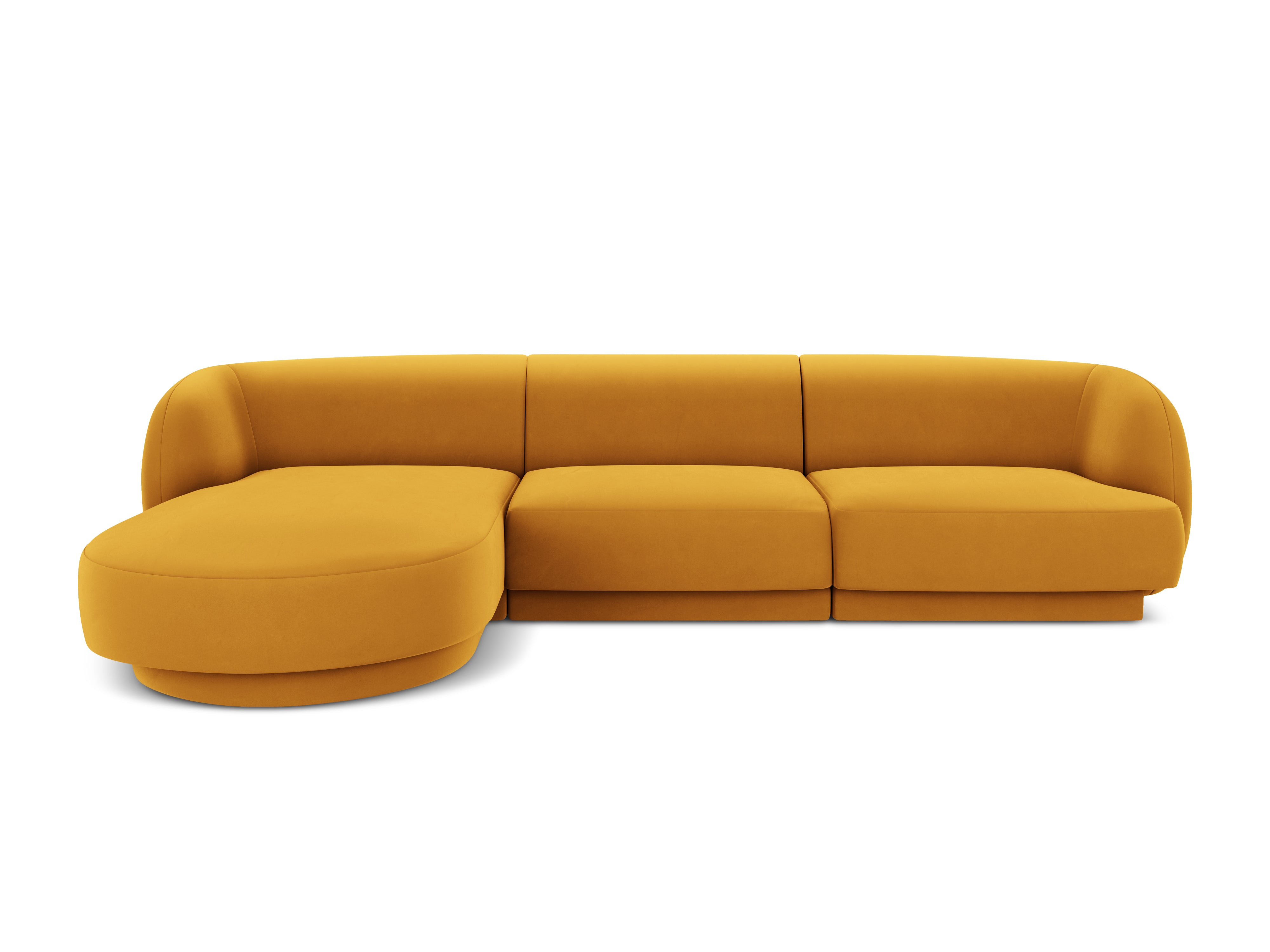Narożnik aksamitny 4-osobowy lewostronny MILEY żółty Micadoni    Eye on Design