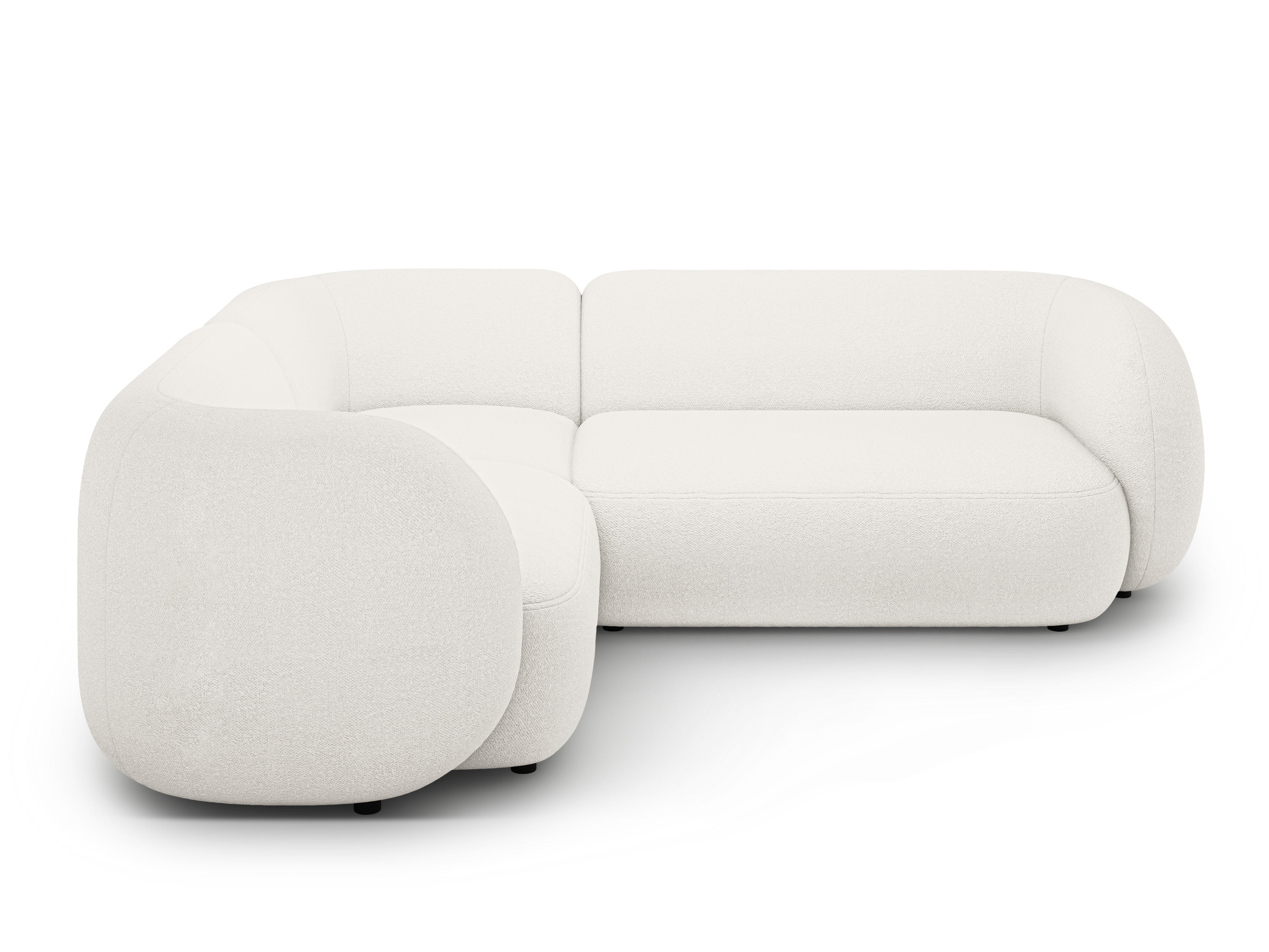 Left-sided 4-seater corner sofa KATE white boucle [Monika]