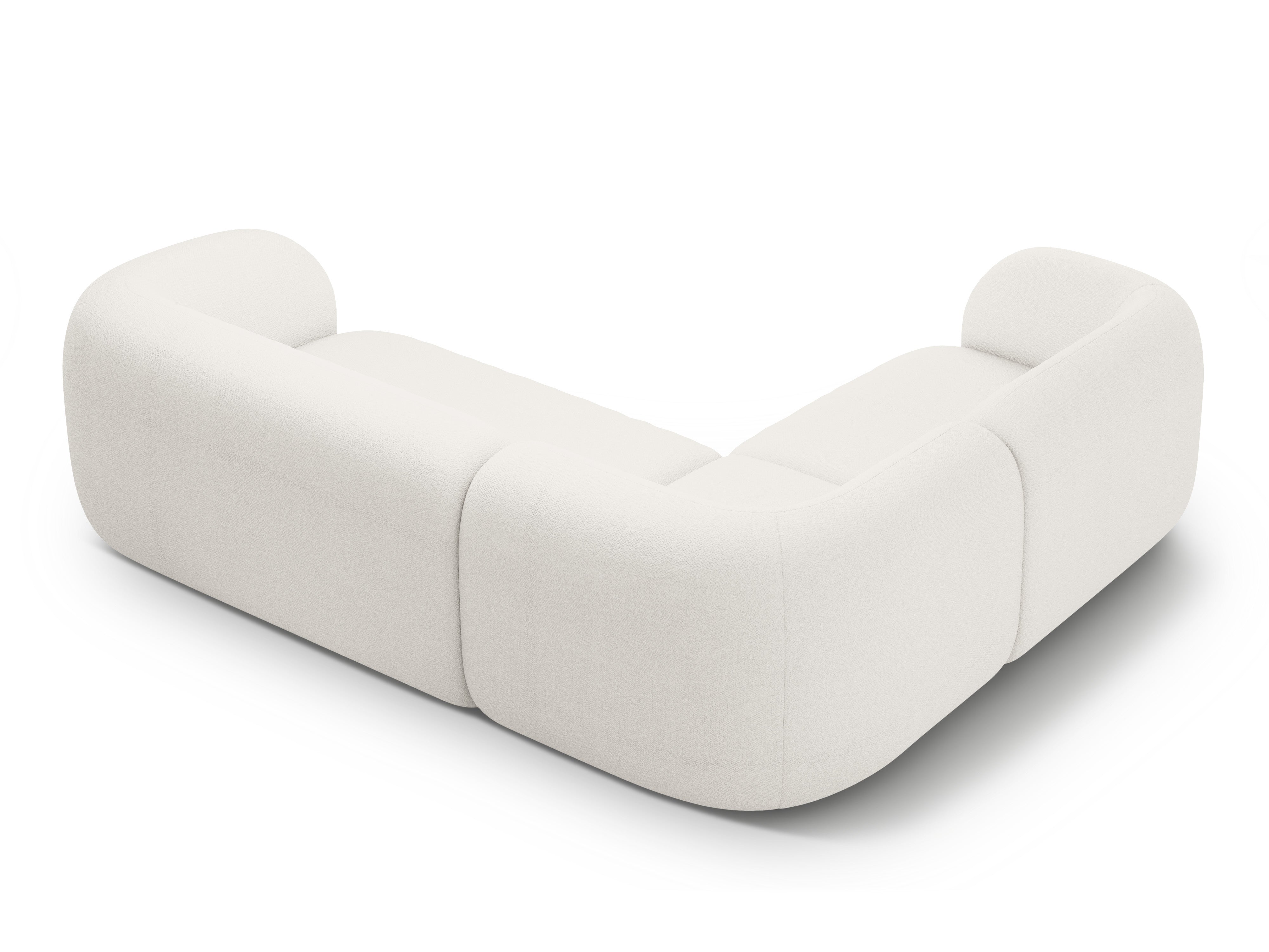 Left-sided 4-seater corner sofa KATE white boucle [Monika]