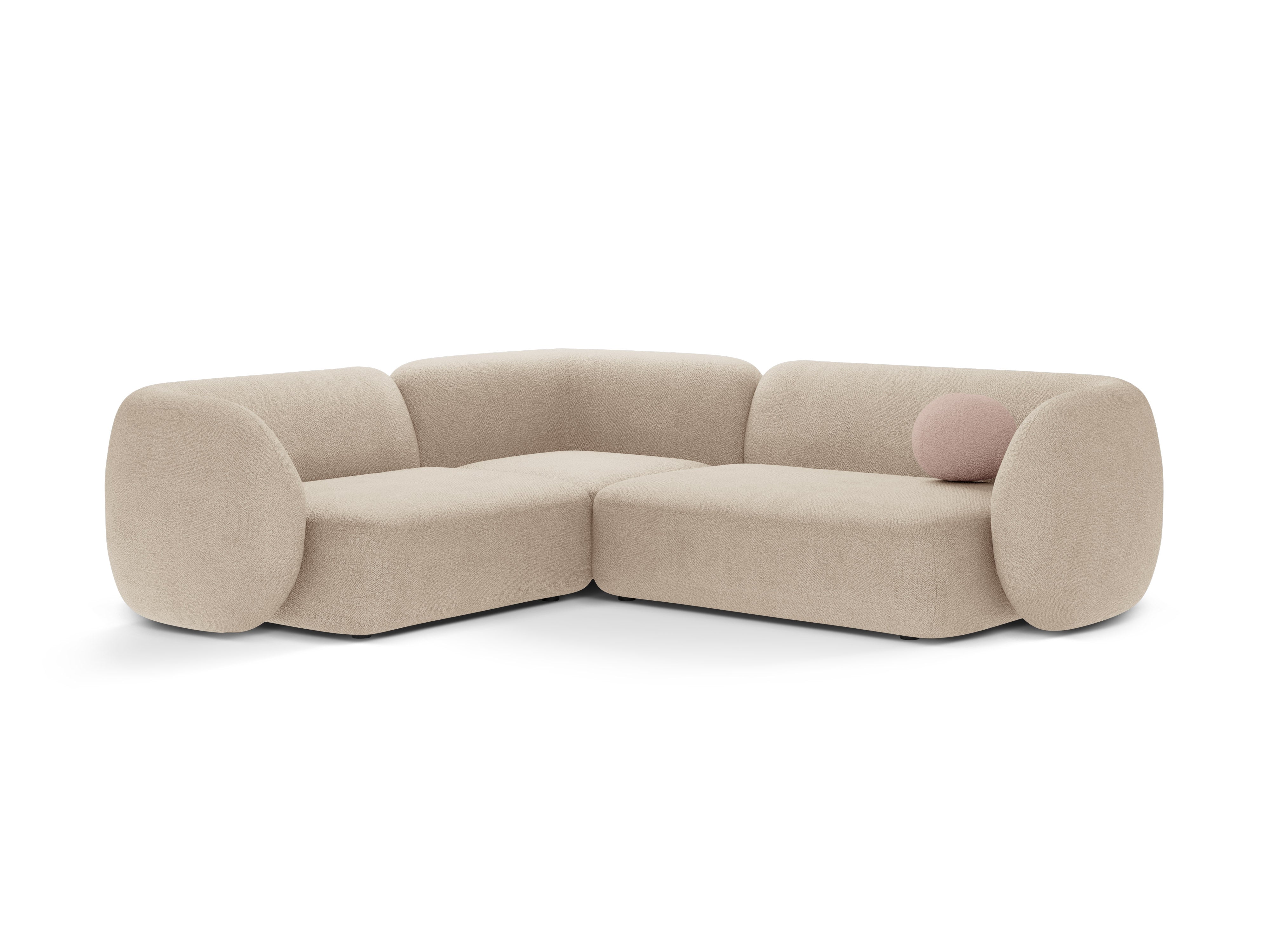 Left-sided corner sofa for 4 people KATE beige boucle