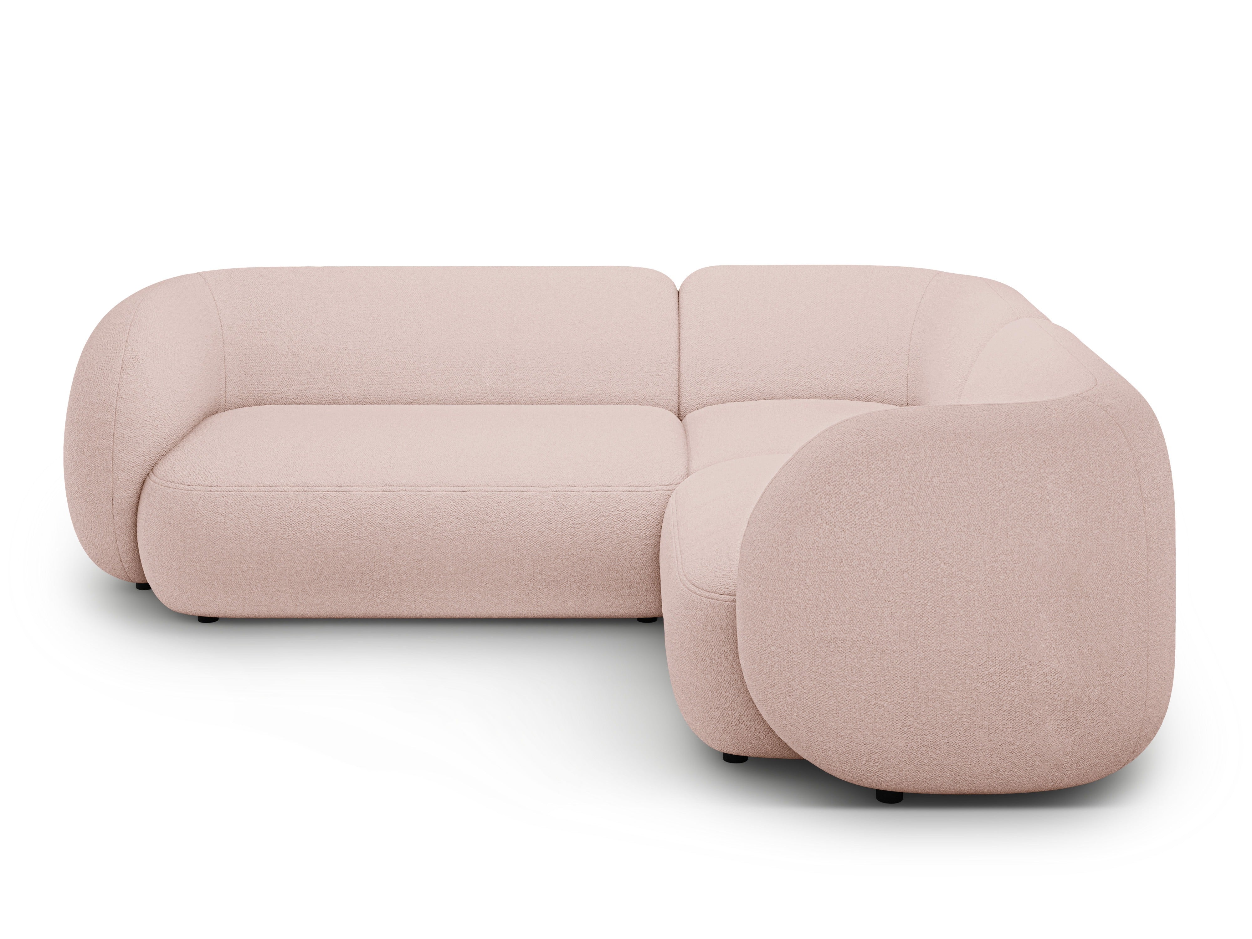 Rechtsseitige 4-Sitzer-Eckcouch KATE in rosa Boucle [Monika]