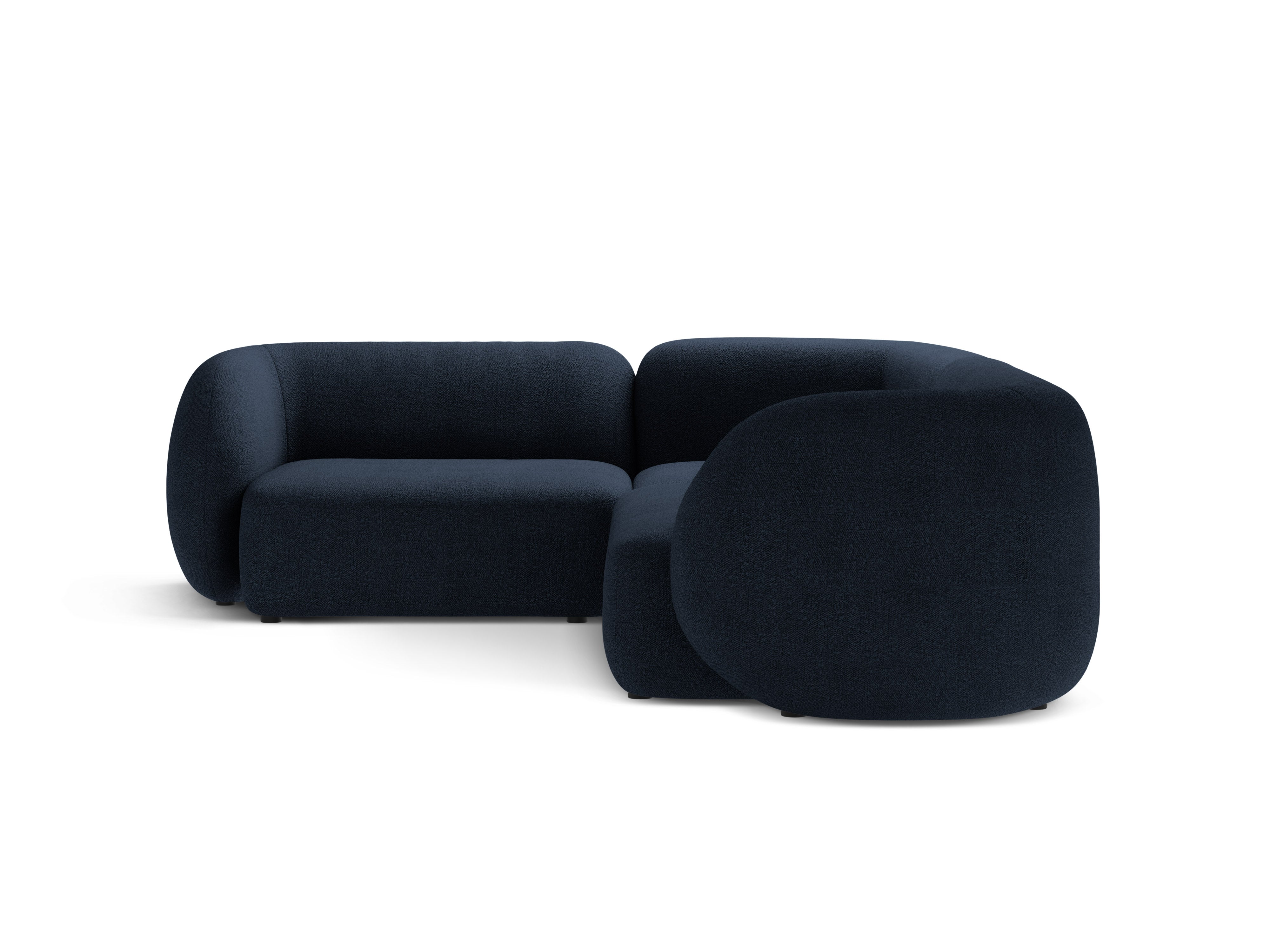 Left-sided corner sofa for 4 people KATE navy blue boucle