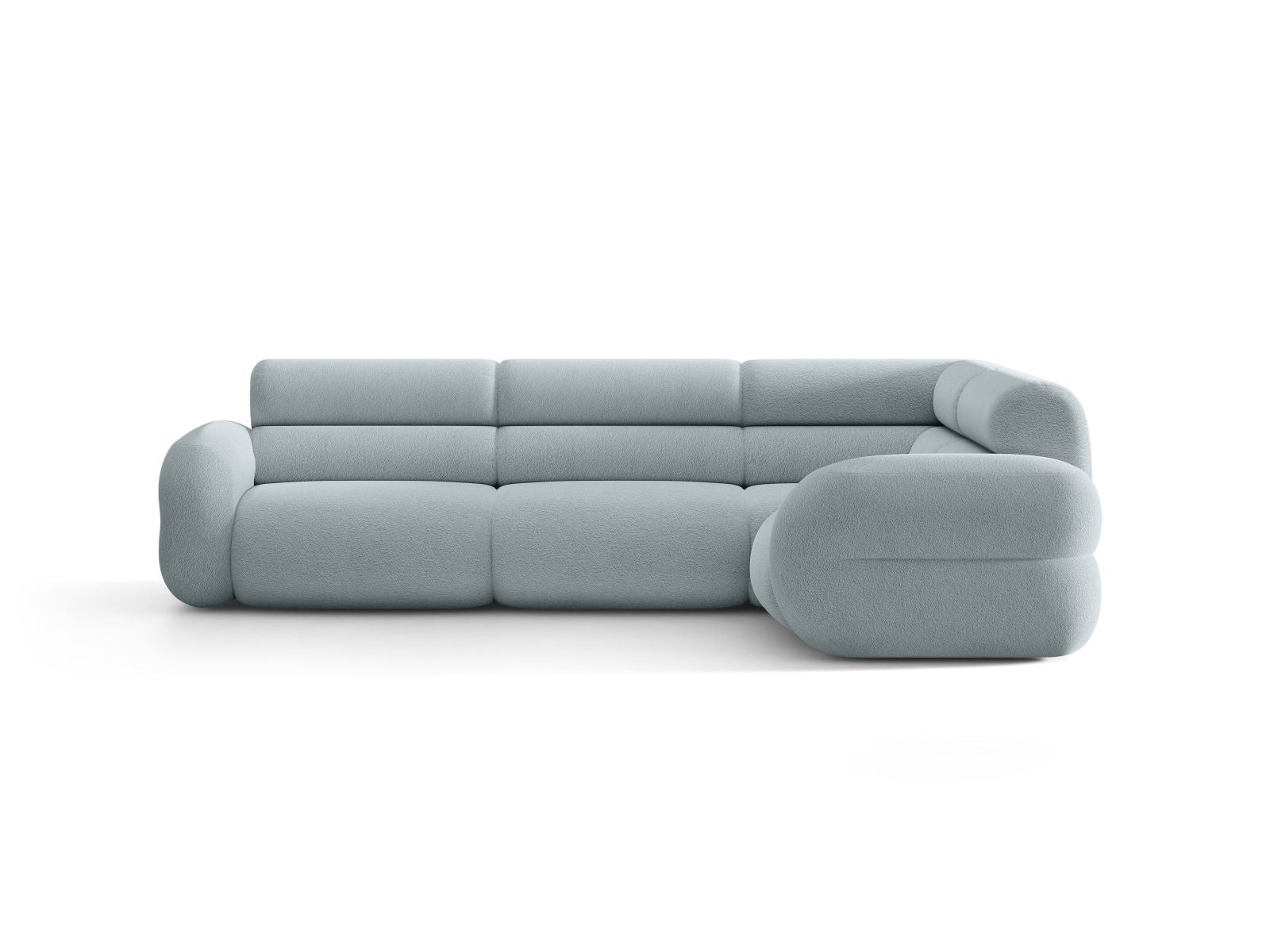 Right-facing L-shaped corner sofa NEO in blue boucle