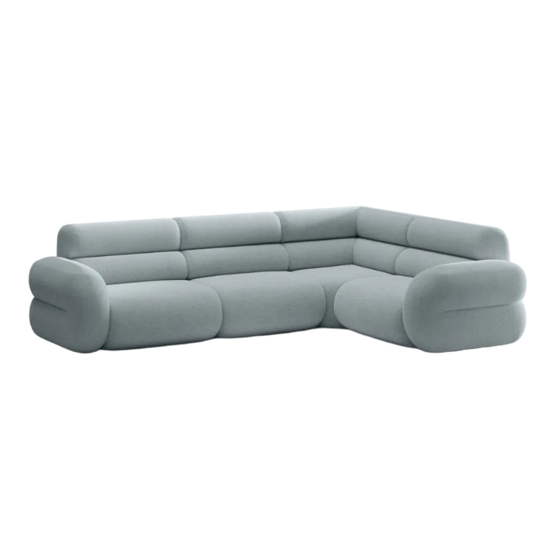Right-facing L-shaped corner sofa NEO in blue boucle