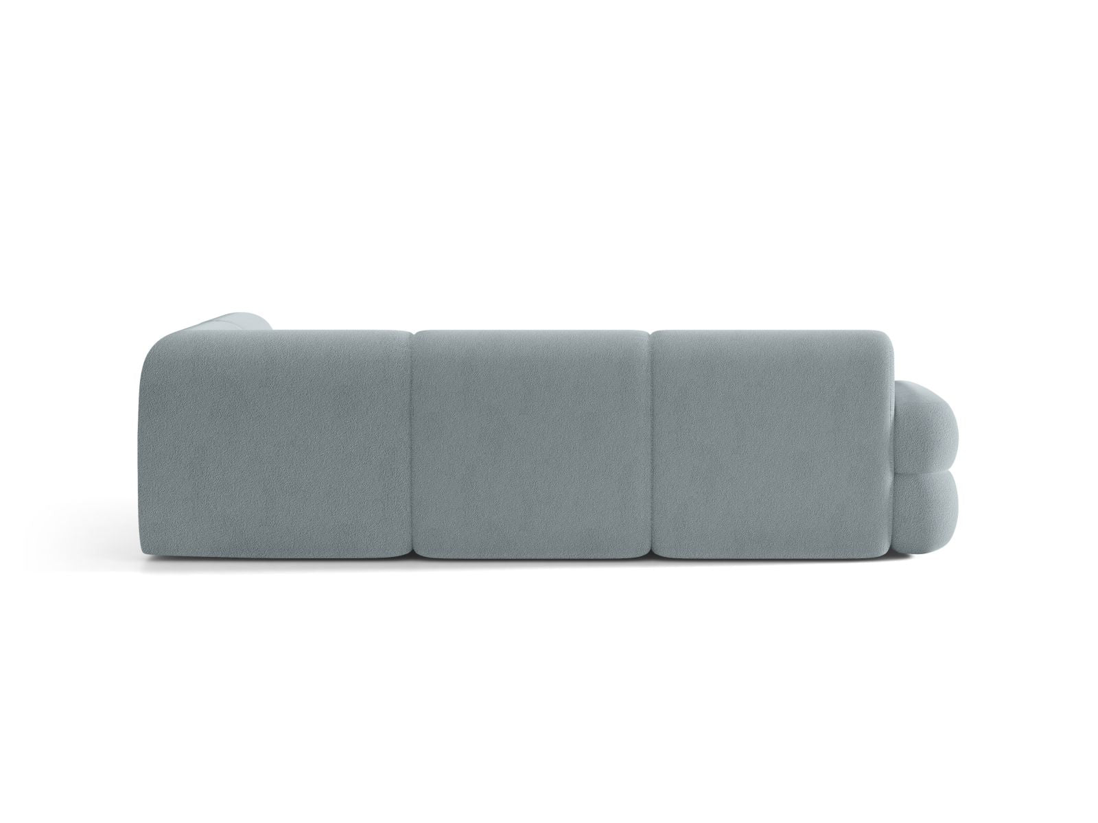 Right-facing L-shaped corner sofa NEO in blue boucle