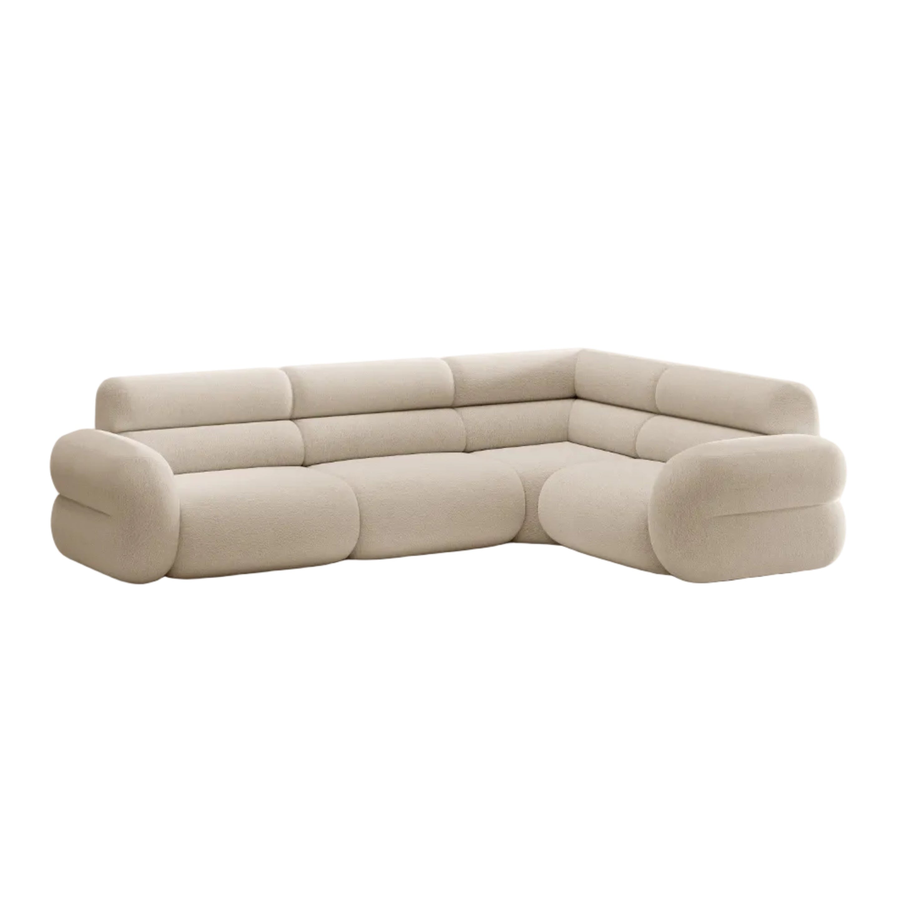Right-facing L-shaped NEO beige boucle corner sofa