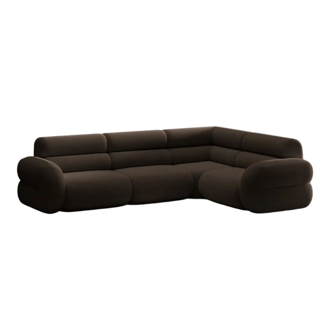 Right-facing L-shaped NEO brown boucle corner sofa