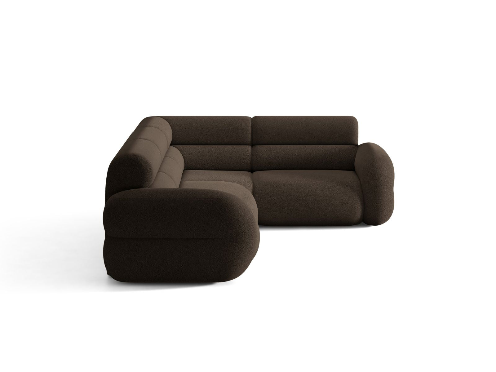 Right-facing L-shaped NEO brown boucle corner sofa