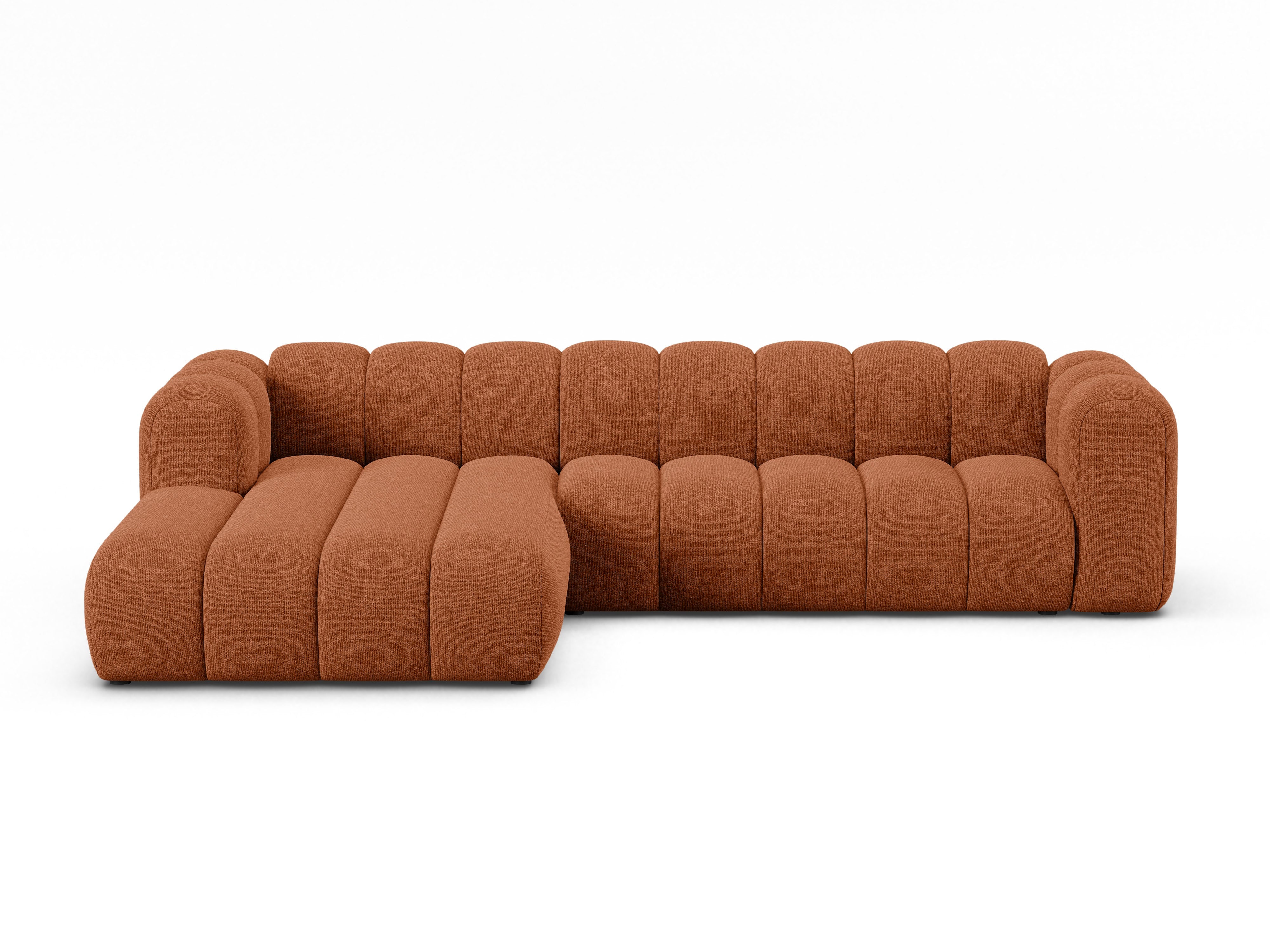 Left-facing 4-seater corner sofa LUPINE brick chenille