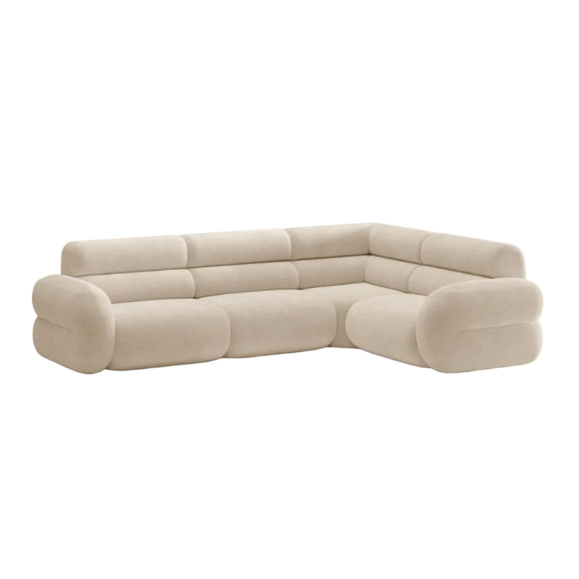 Right-facing L-shaped NEO corner sofa in light beige chenille