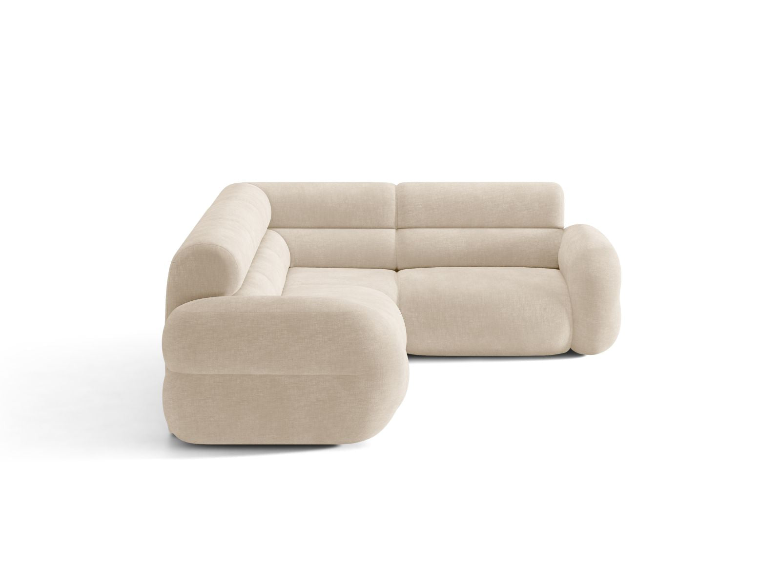 Right-facing L-shaped NEO corner sofa in light beige chenille