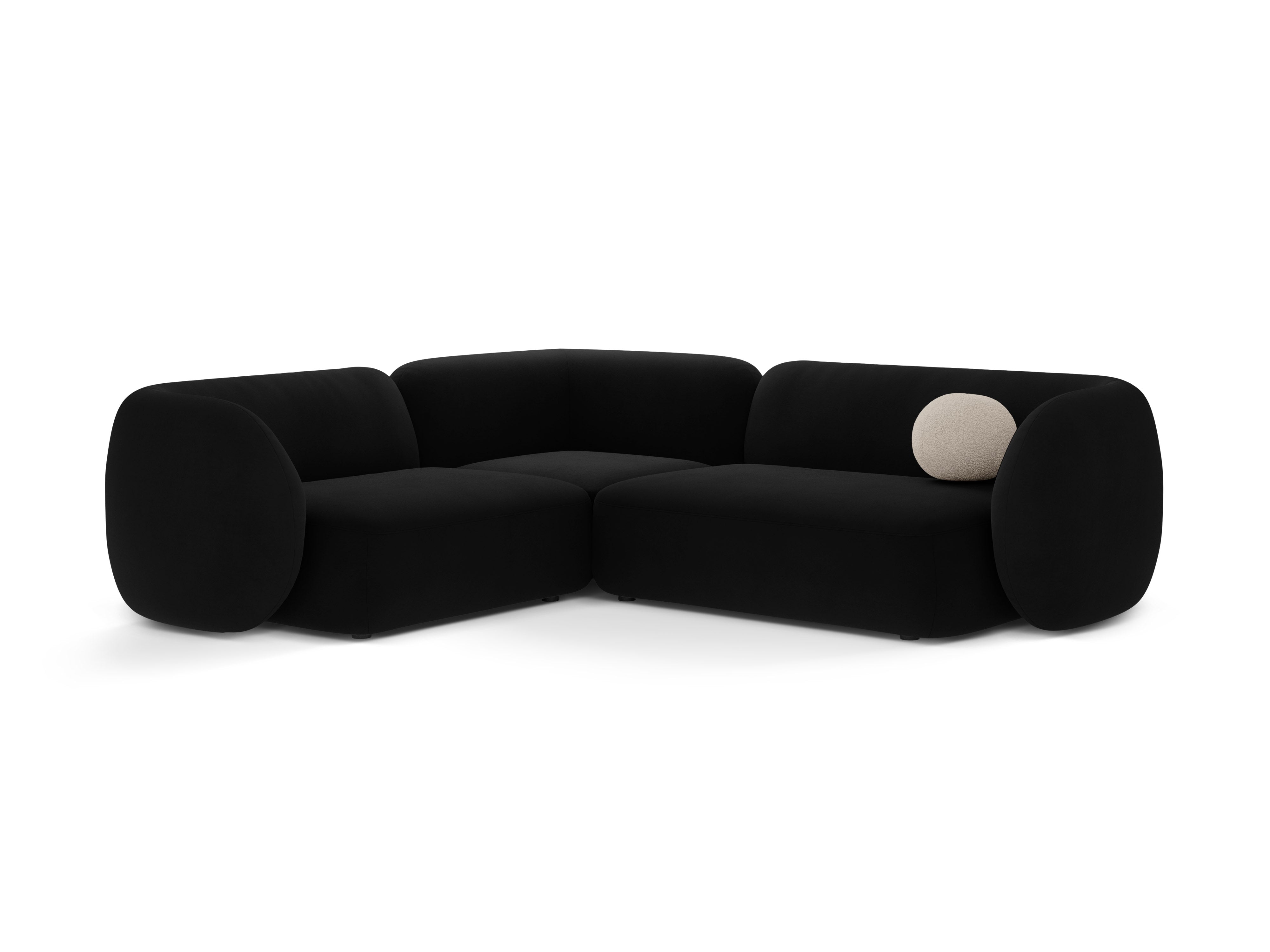 Kate Left-Facing Velvet Sofa for Four - Black