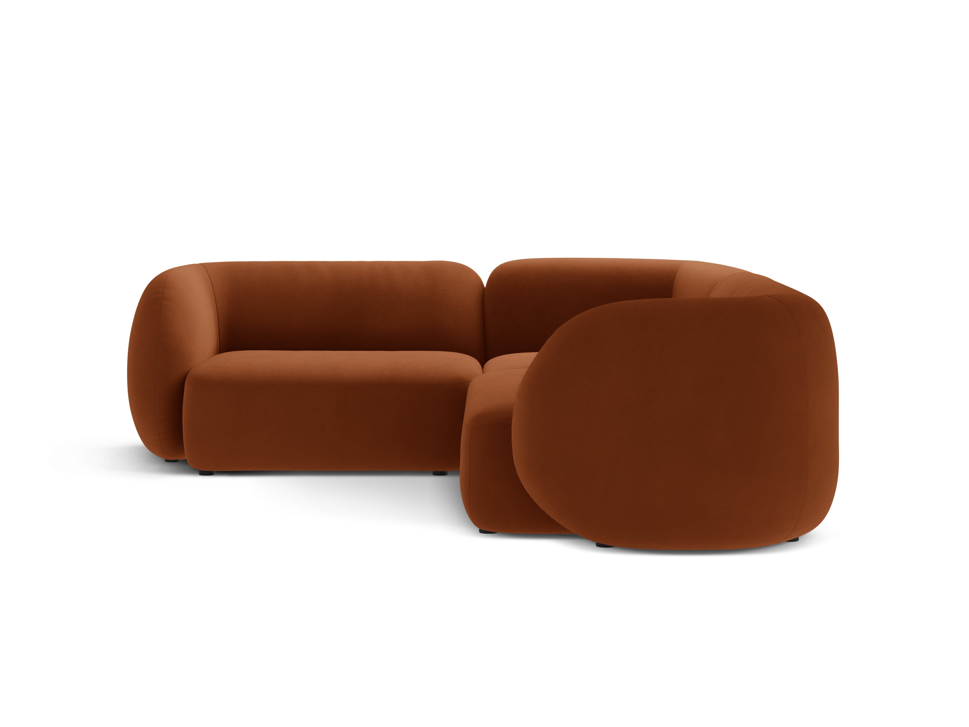 Velvet corner sofa left-sided for 4 people KATE terracotta