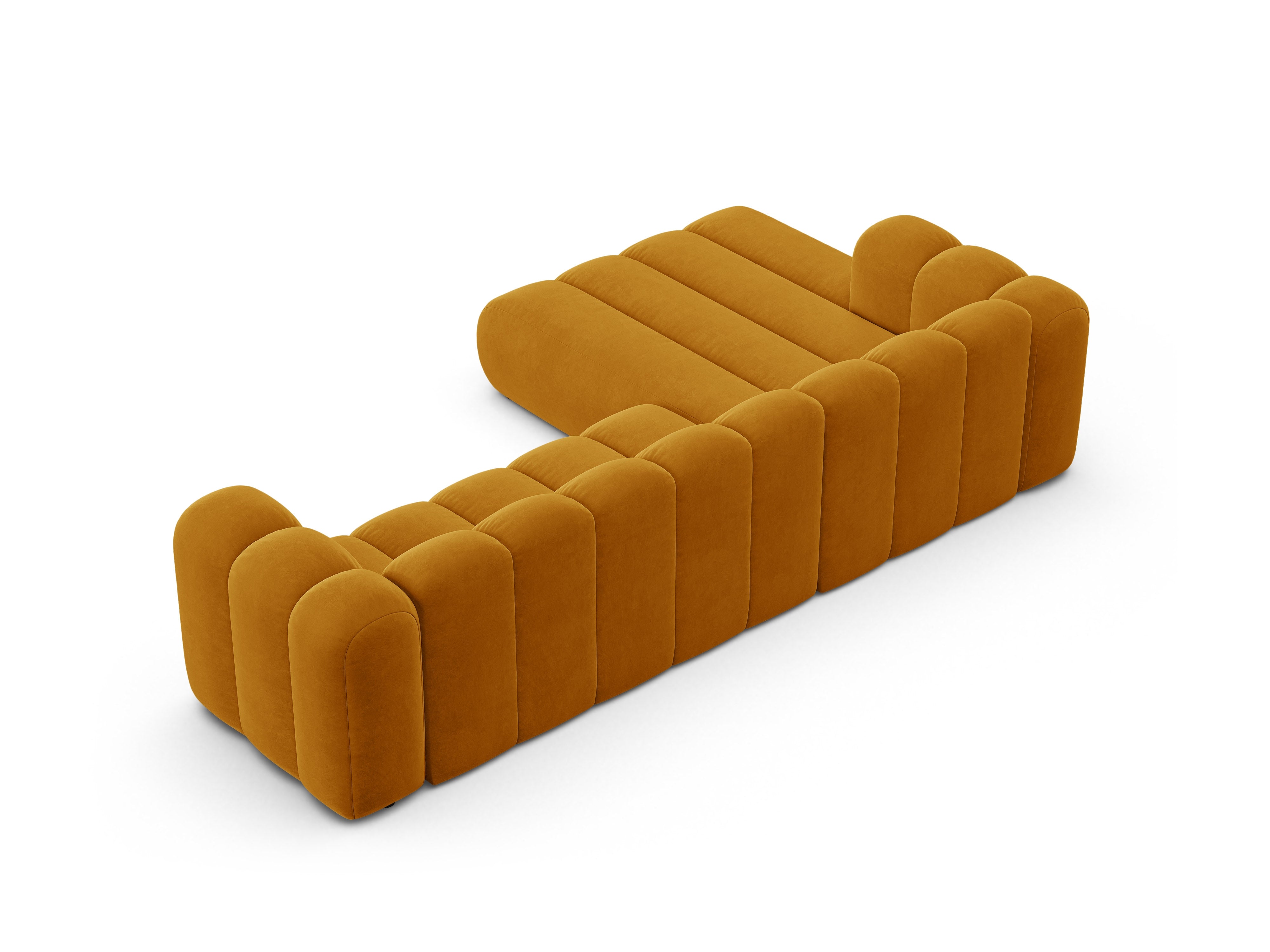 Velvet corner sofa for 4 people, left-sided LUPINE mustard