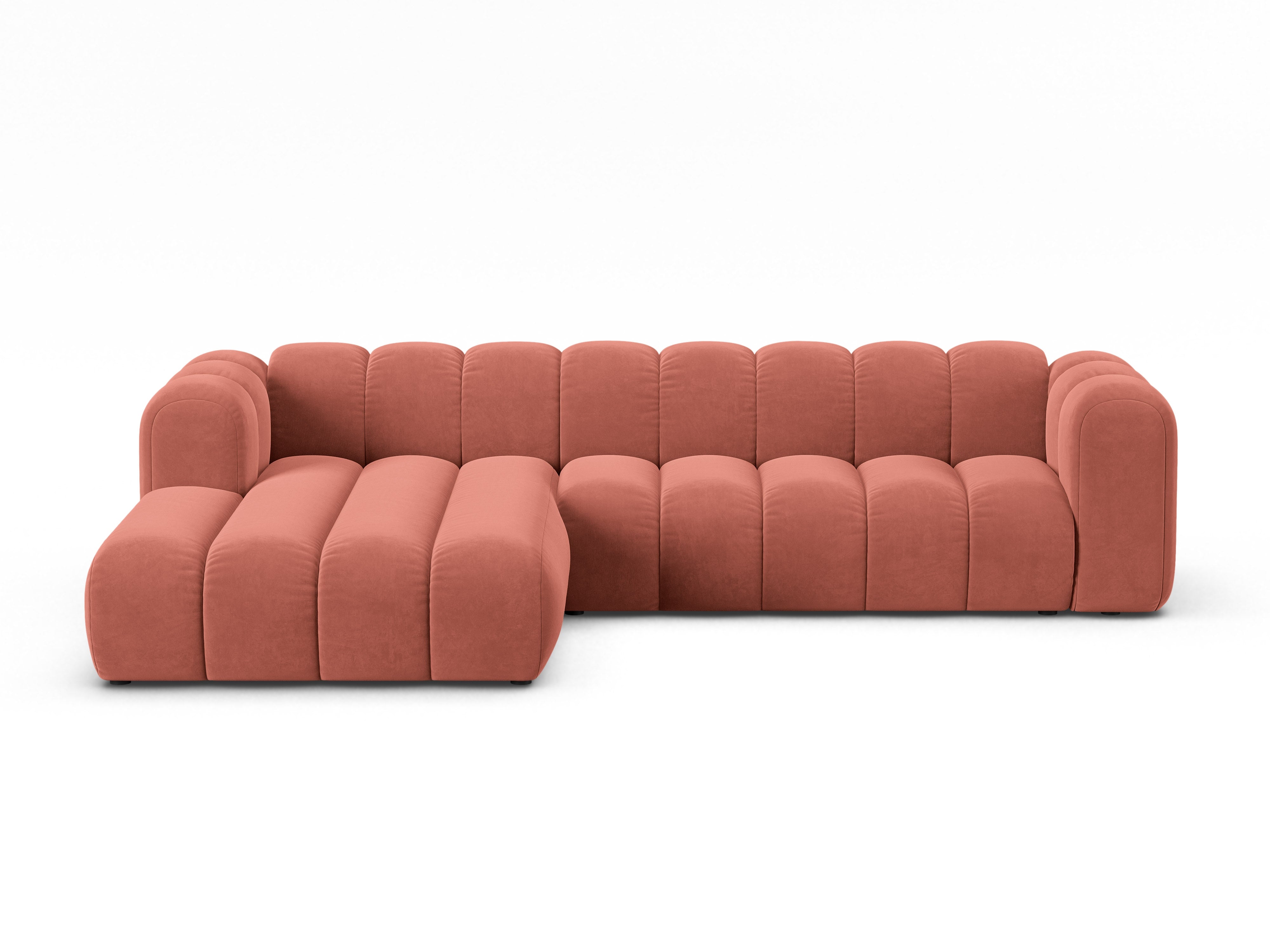 Coral Left-Handed Velvet Sofa for 4 People LUPINE