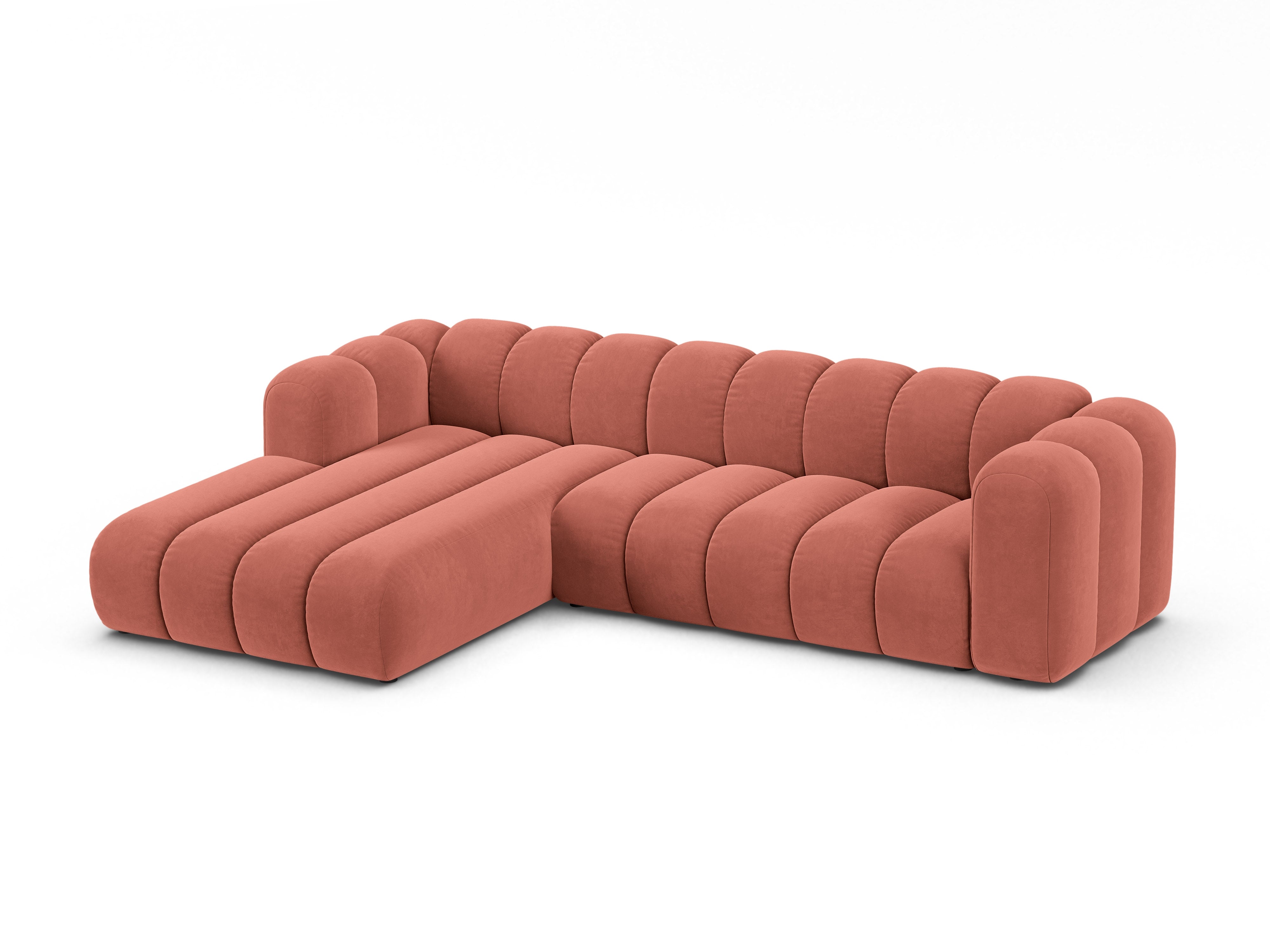Coral Left-Handed Velvet Sofa for 4 People LUPINE