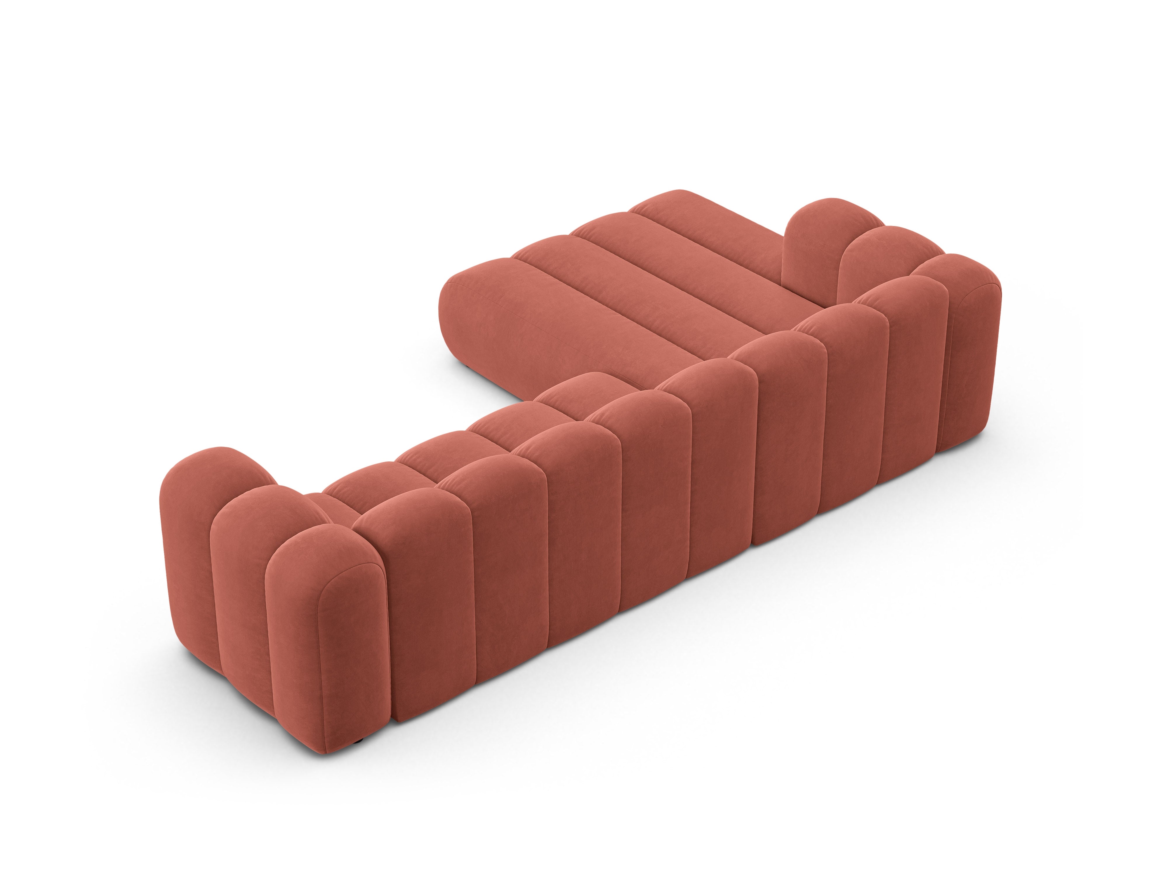Coral Left-Handed Velvet Sofa for 4 People LUPINE