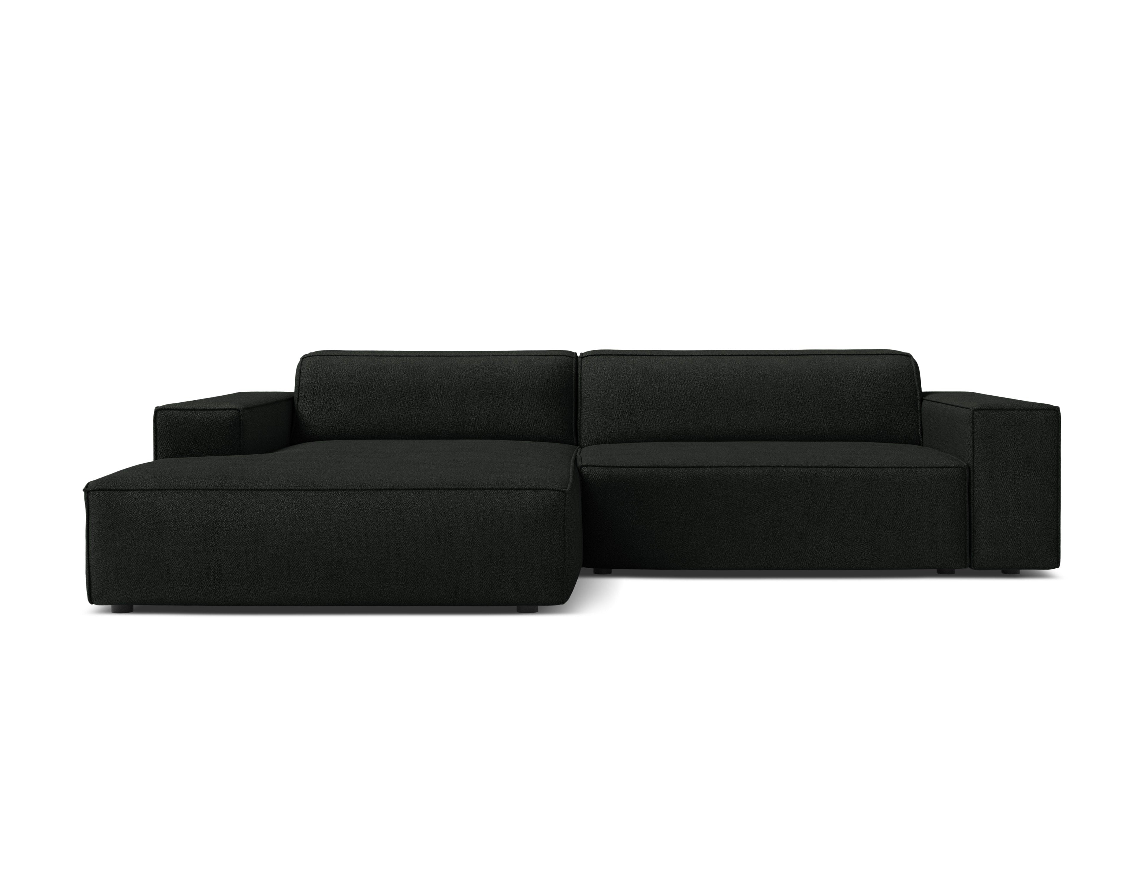 Left-facing 3-seater sofa JODIE in black boucle