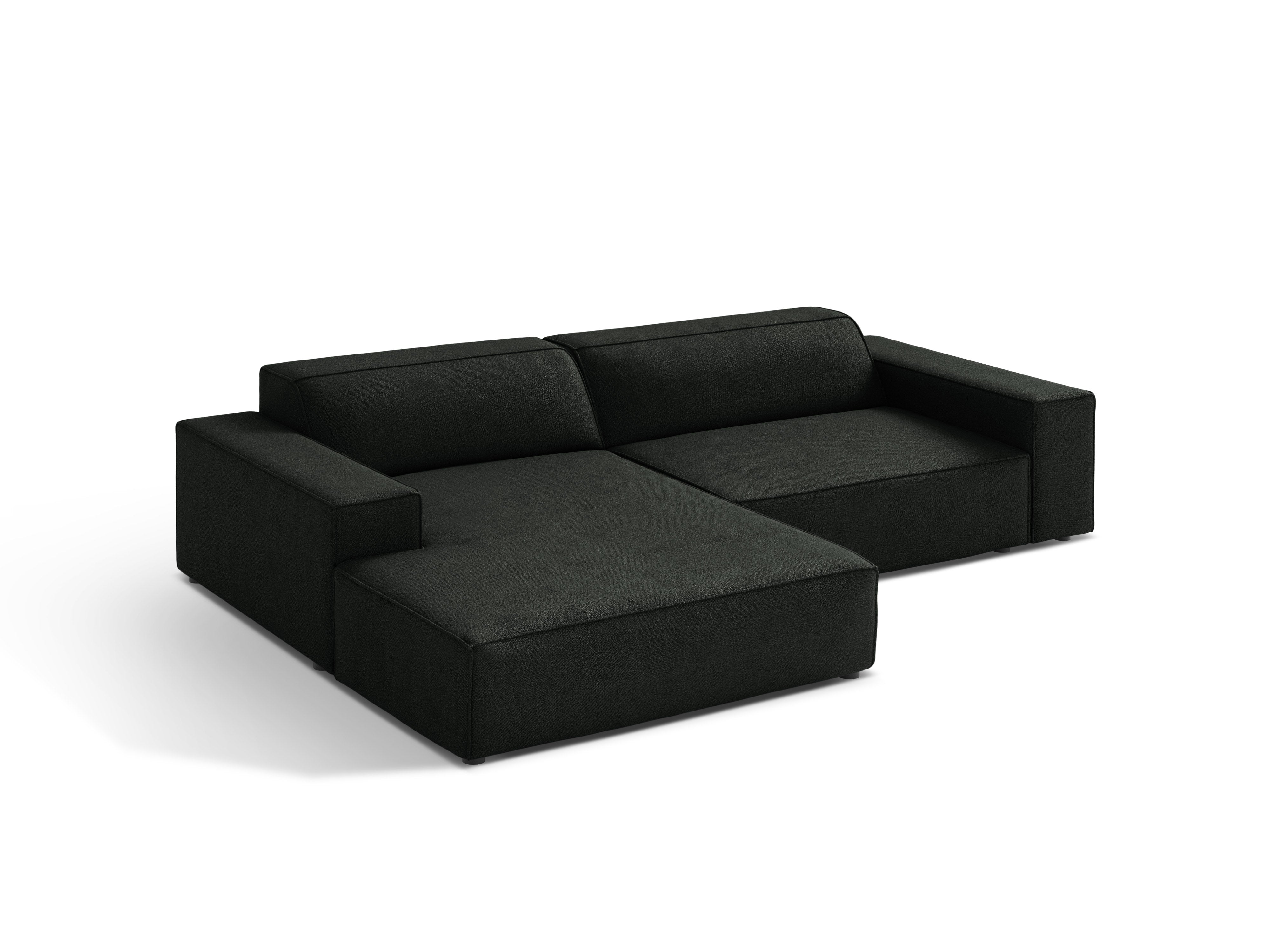 Left-facing 3-seater sofa JODIE in black boucle