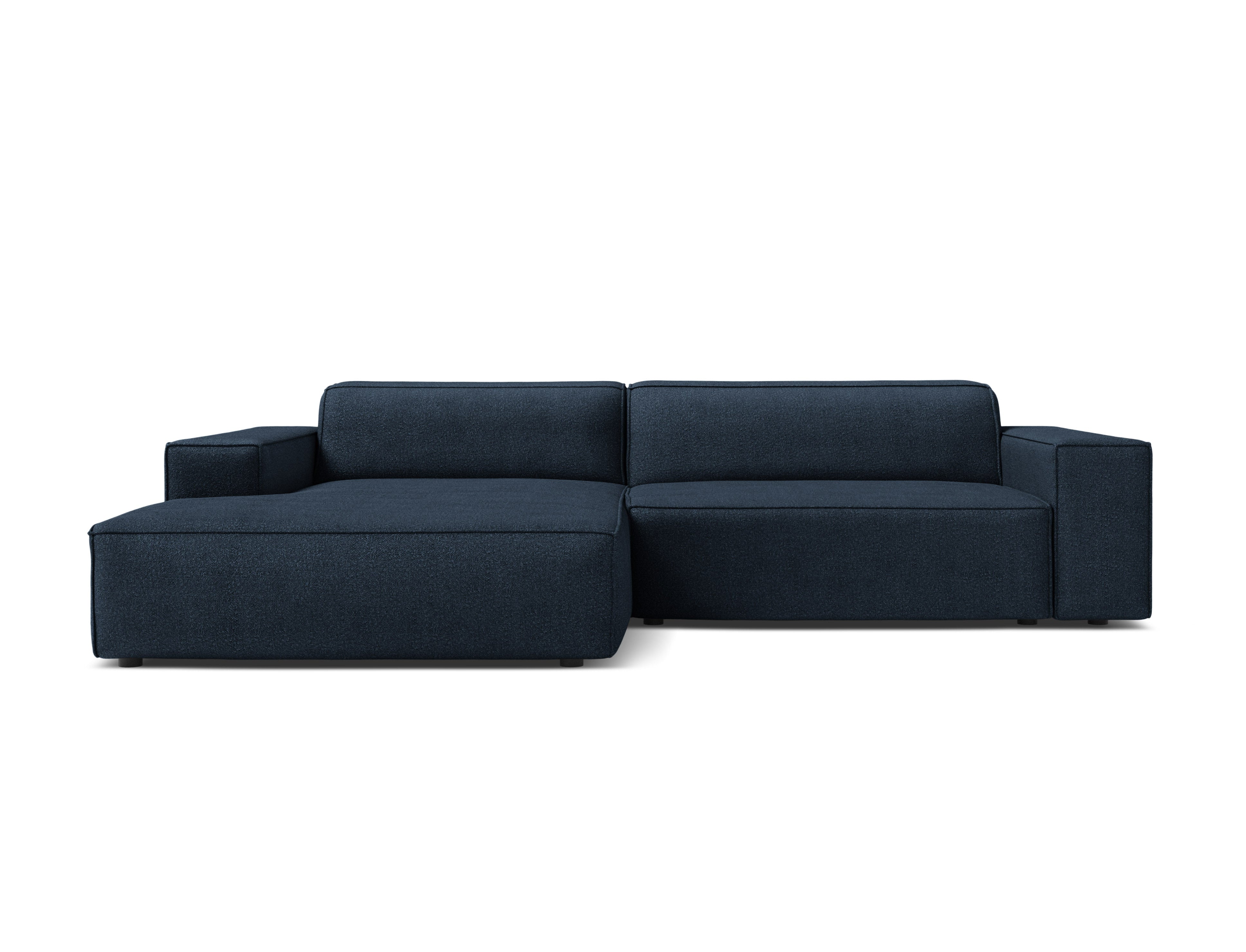 Left-facing 3-seater sofa JODIE in navy blue boucle