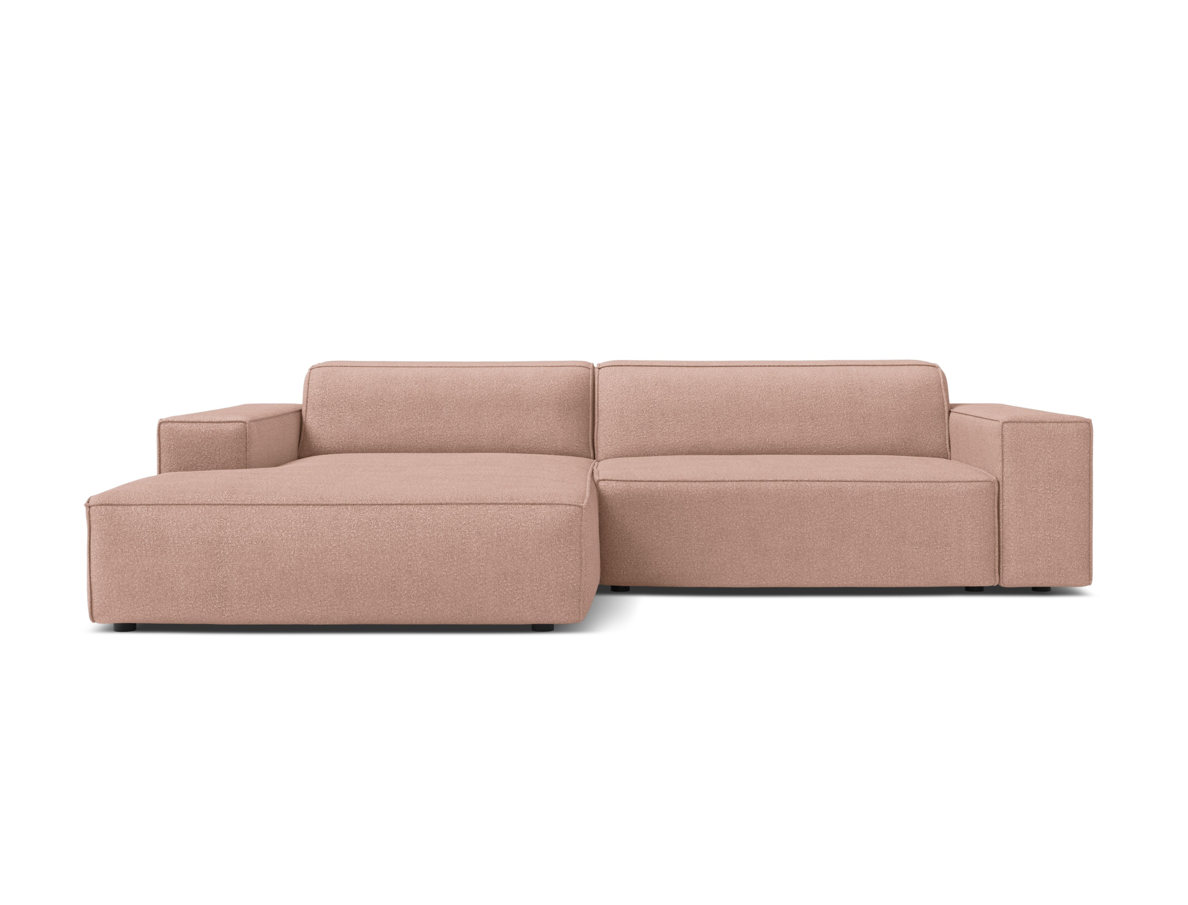 Left-facing 3-seater sofa JODIE in powder pink boucle