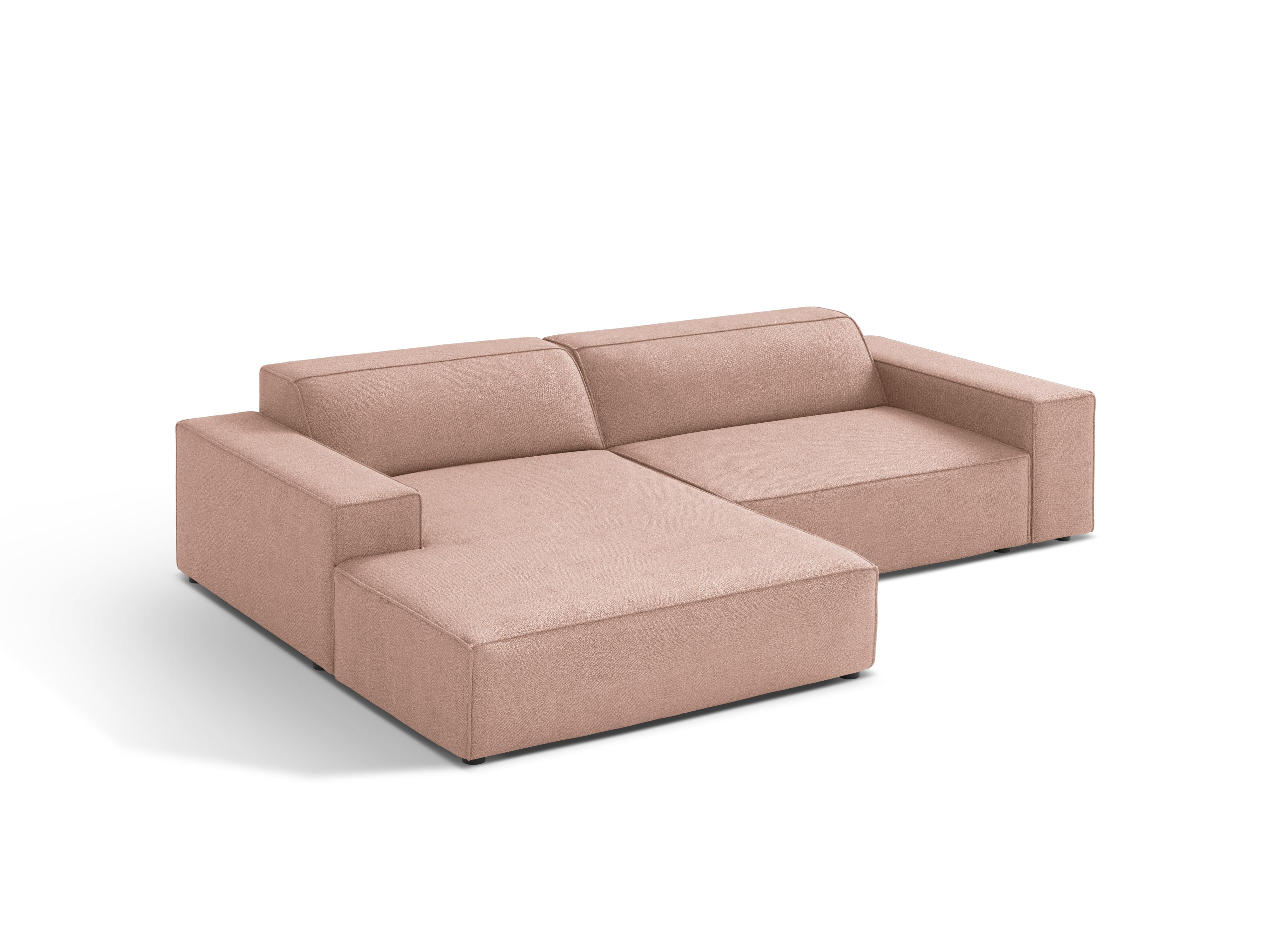 Left-facing 3-seater sofa JODIE in powder pink boucle