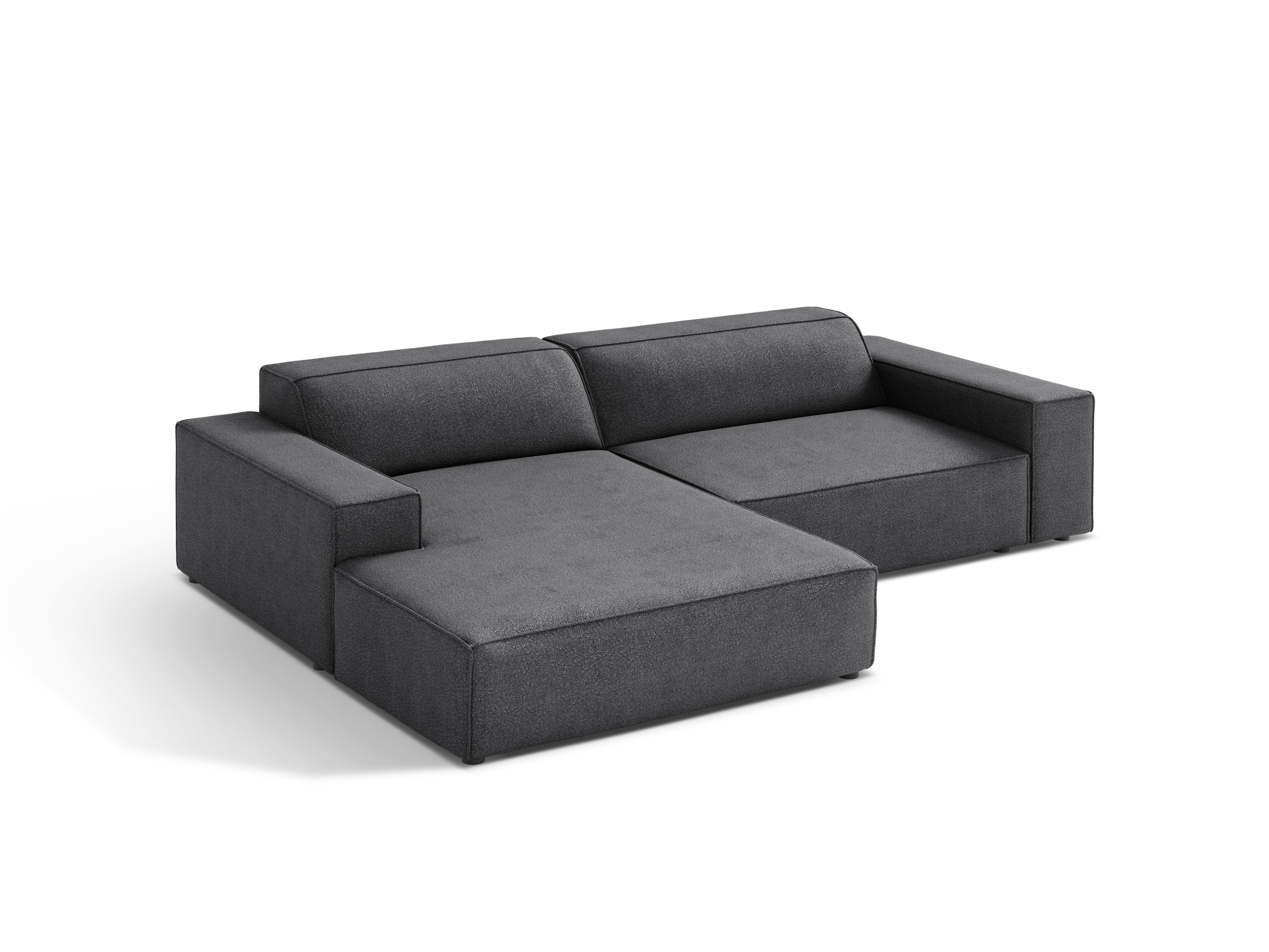 Left-facing 3-seater sofa JODIE in gray boucle