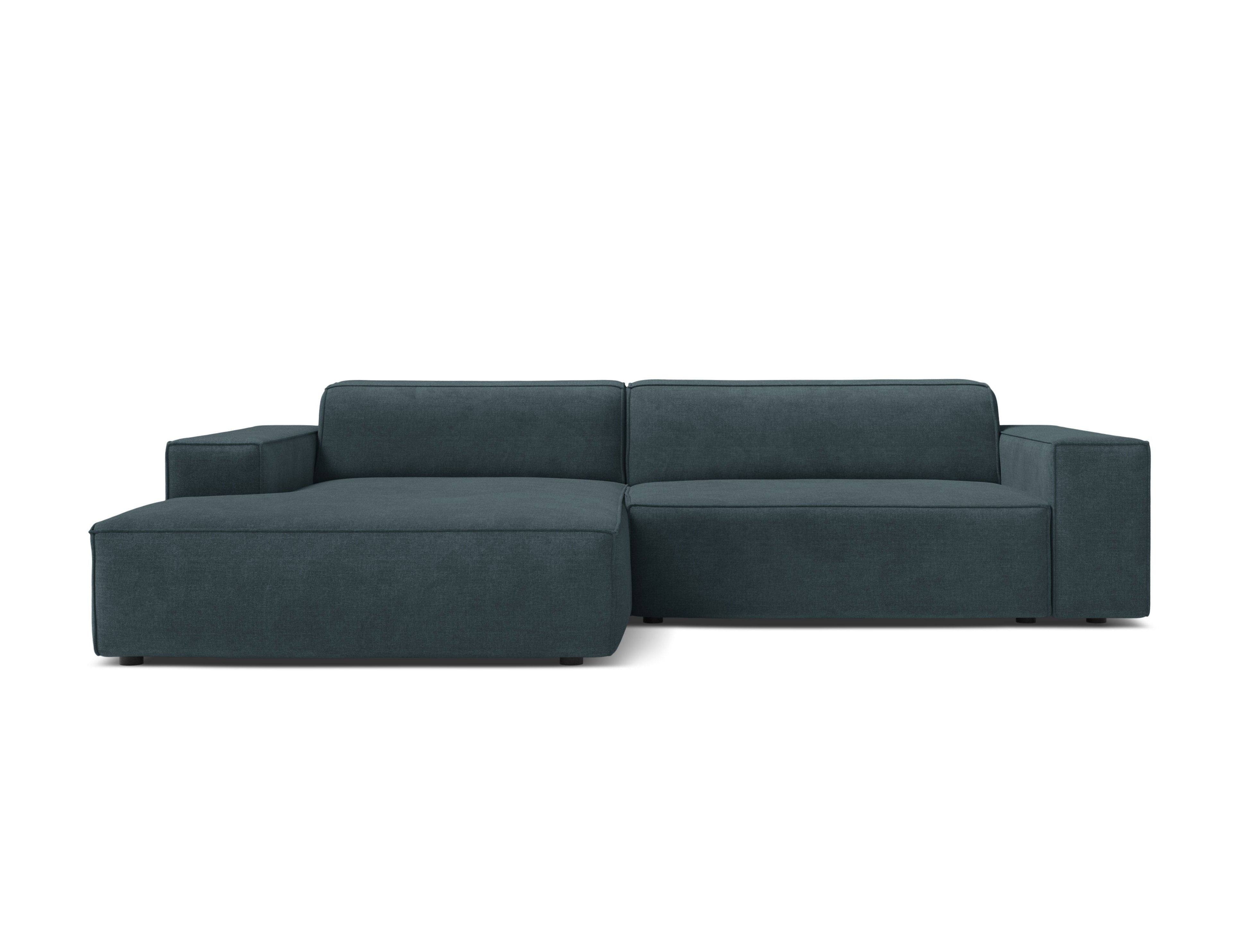 Left-facing 3-seater sofa JODIE in deep petrol tweed