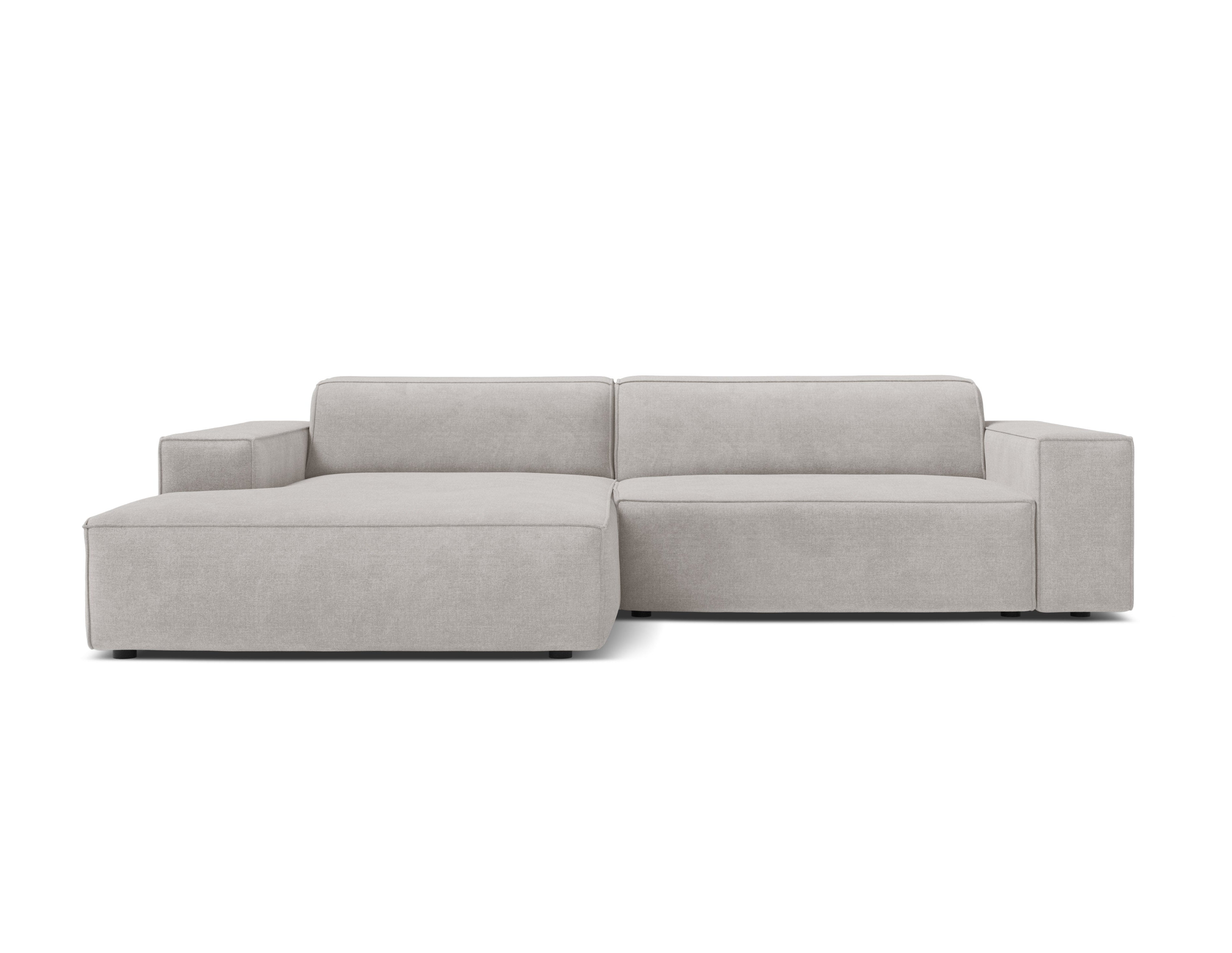 Left-facing 3-seater sofa JODIE in light gray tweed