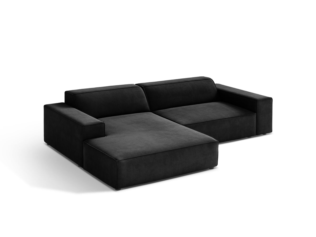Left-facing 3-seater sofa JODIE in black velvet