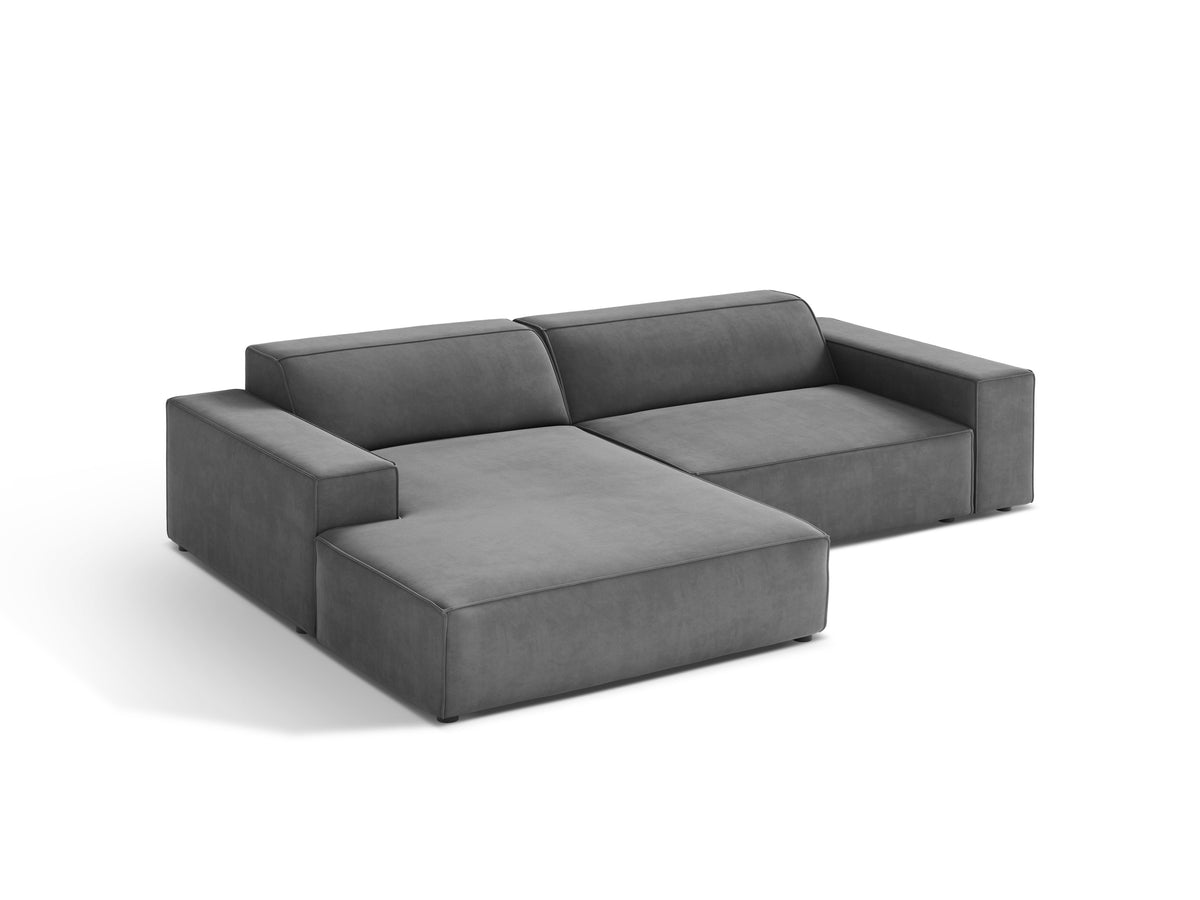 Left-facing 3-seater sofa JODIE in dark gray velvet