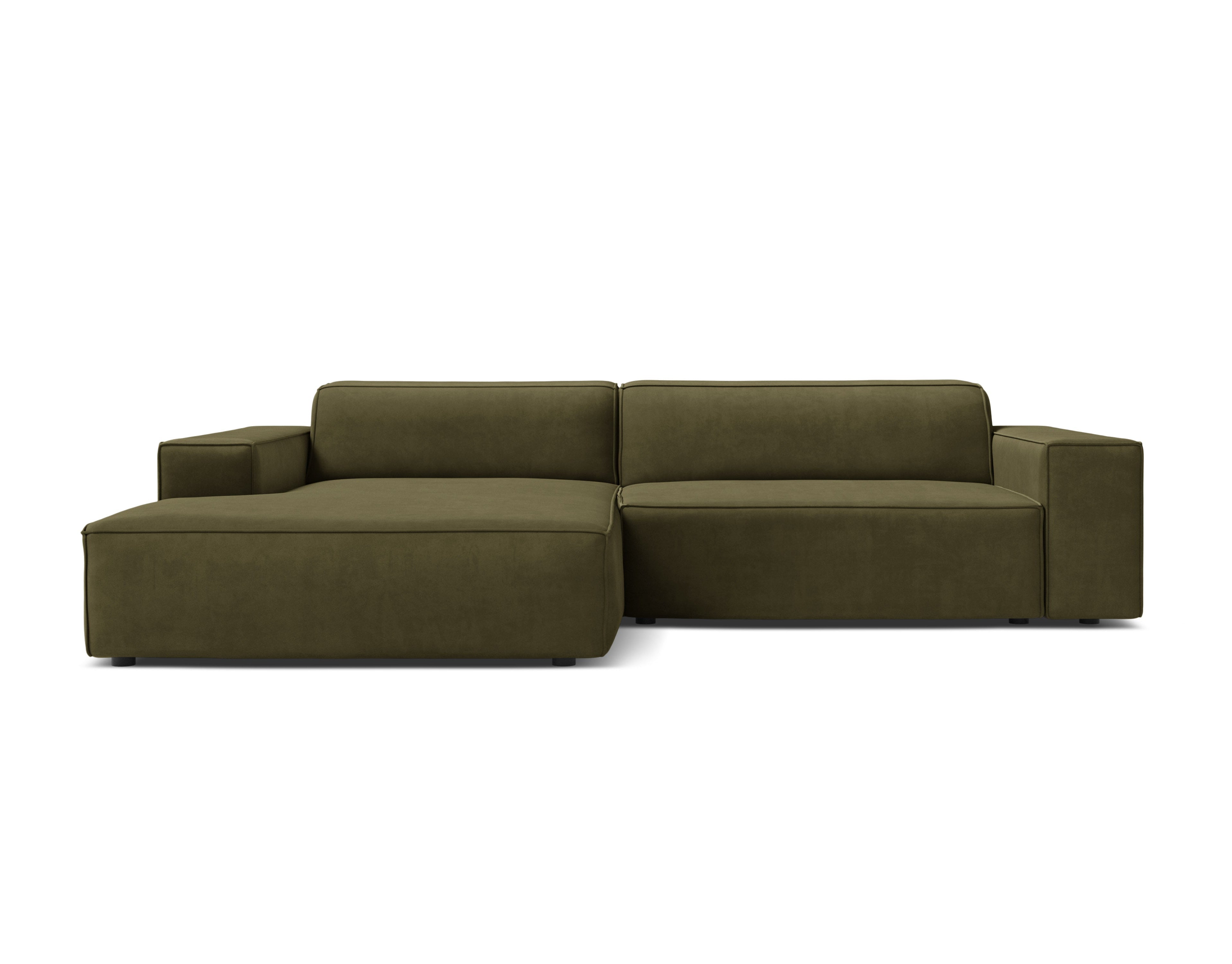 Green left-facing velvet three-seater sofa JODIE