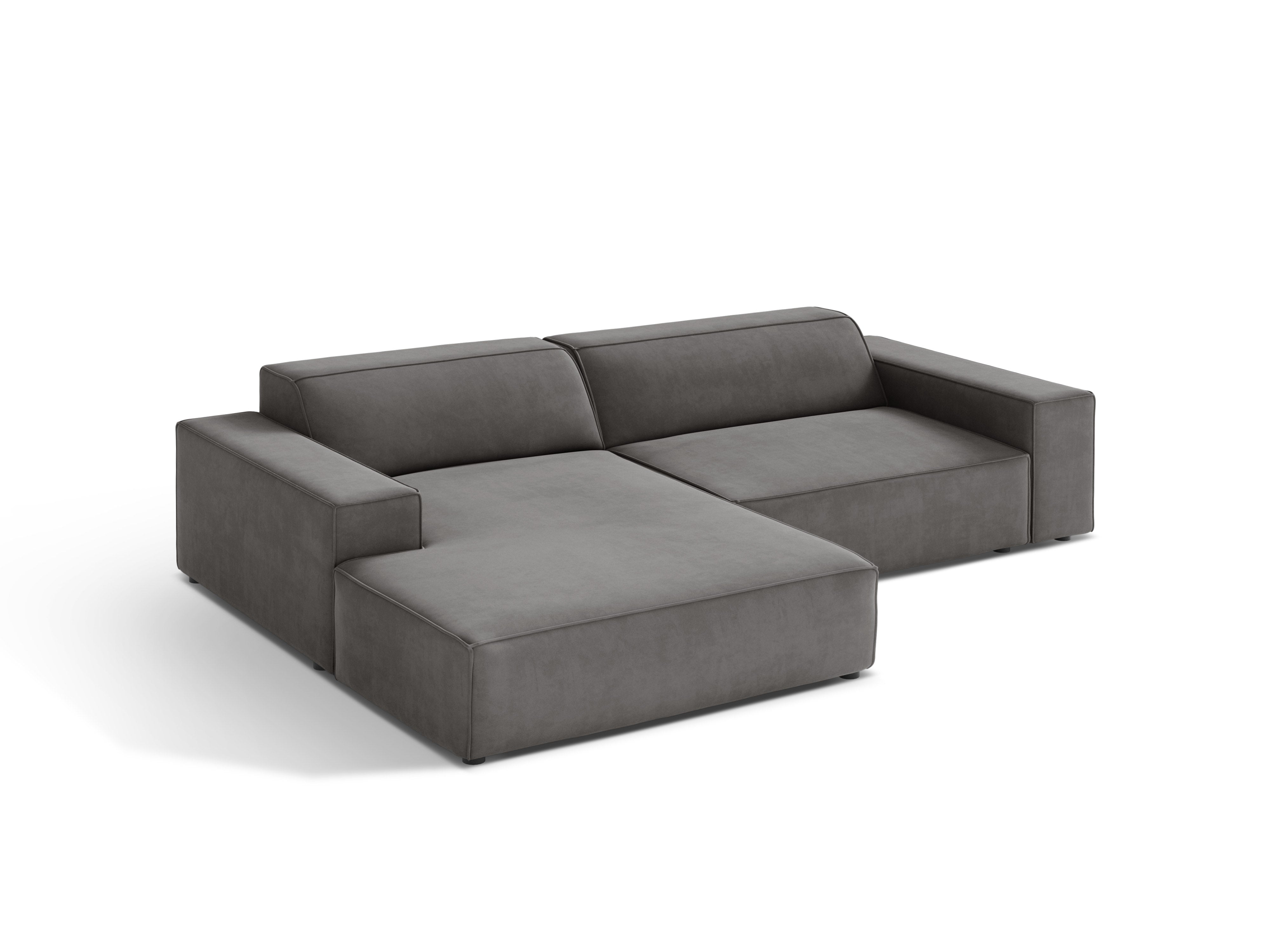 Gray left-facing velvet three-seater sofa JODIE