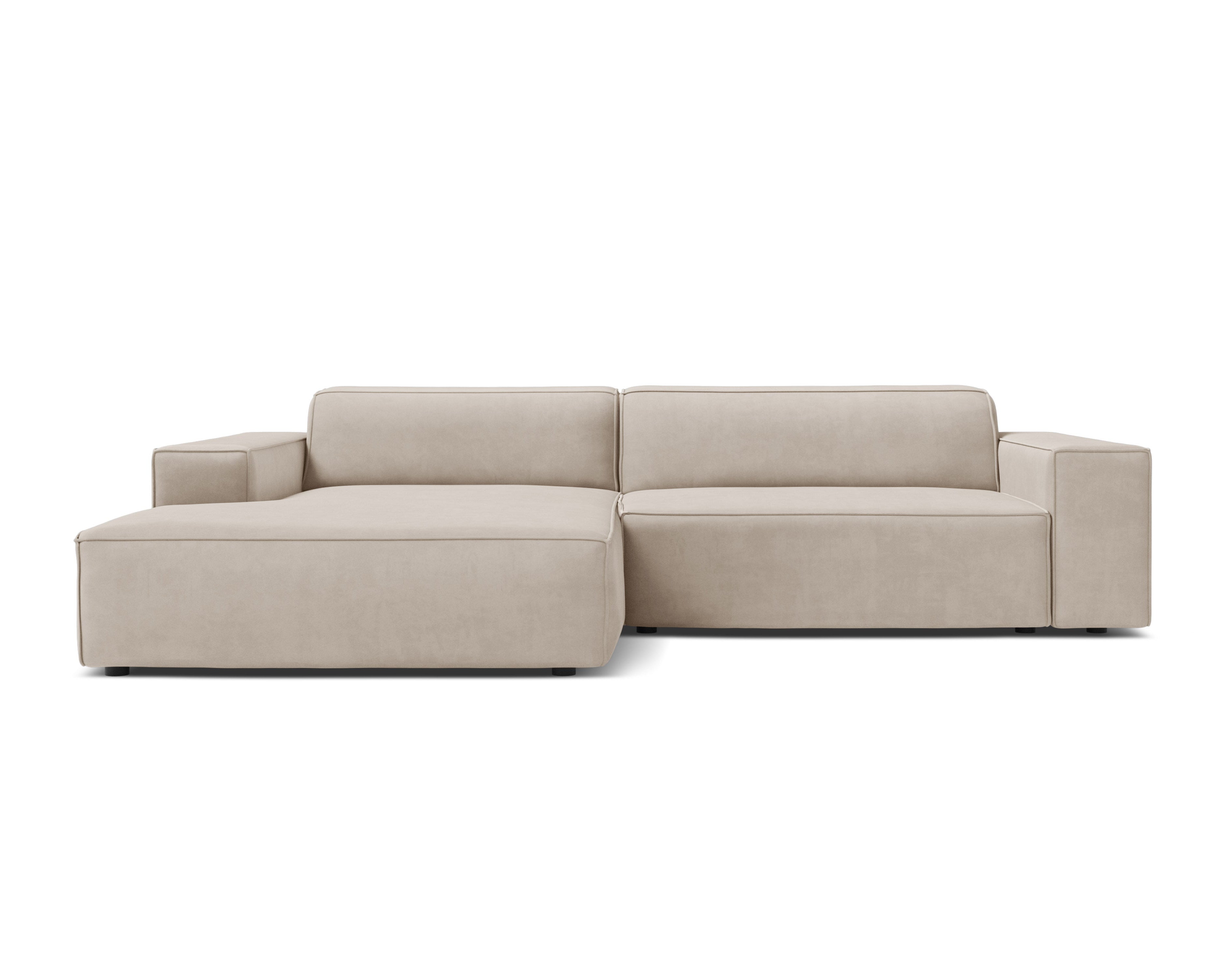 Beige Left-Facing Velvet Sofa JODIE for Three People
