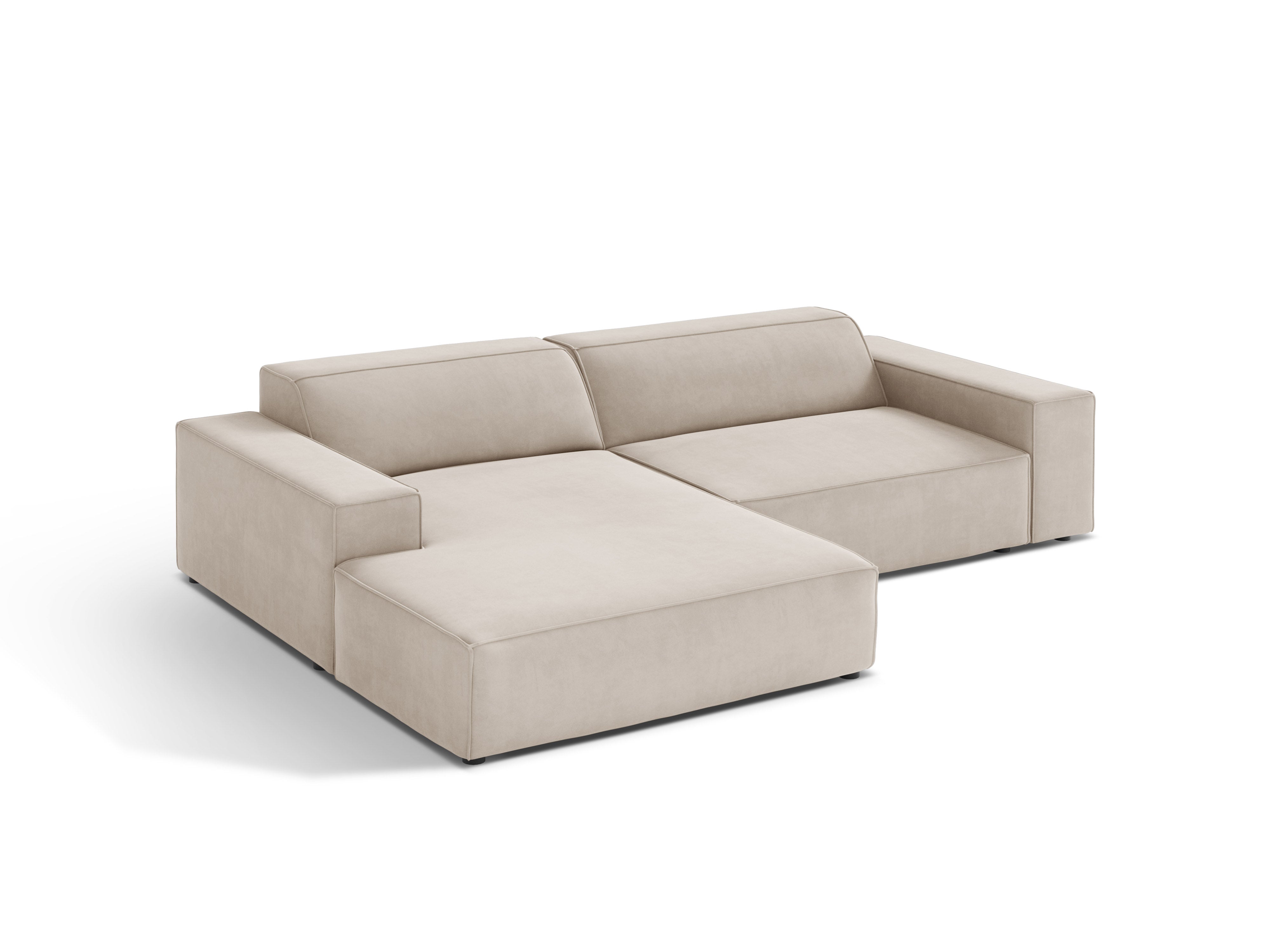 Beige Left-Facing Velvet Sofa JODIE for Three People