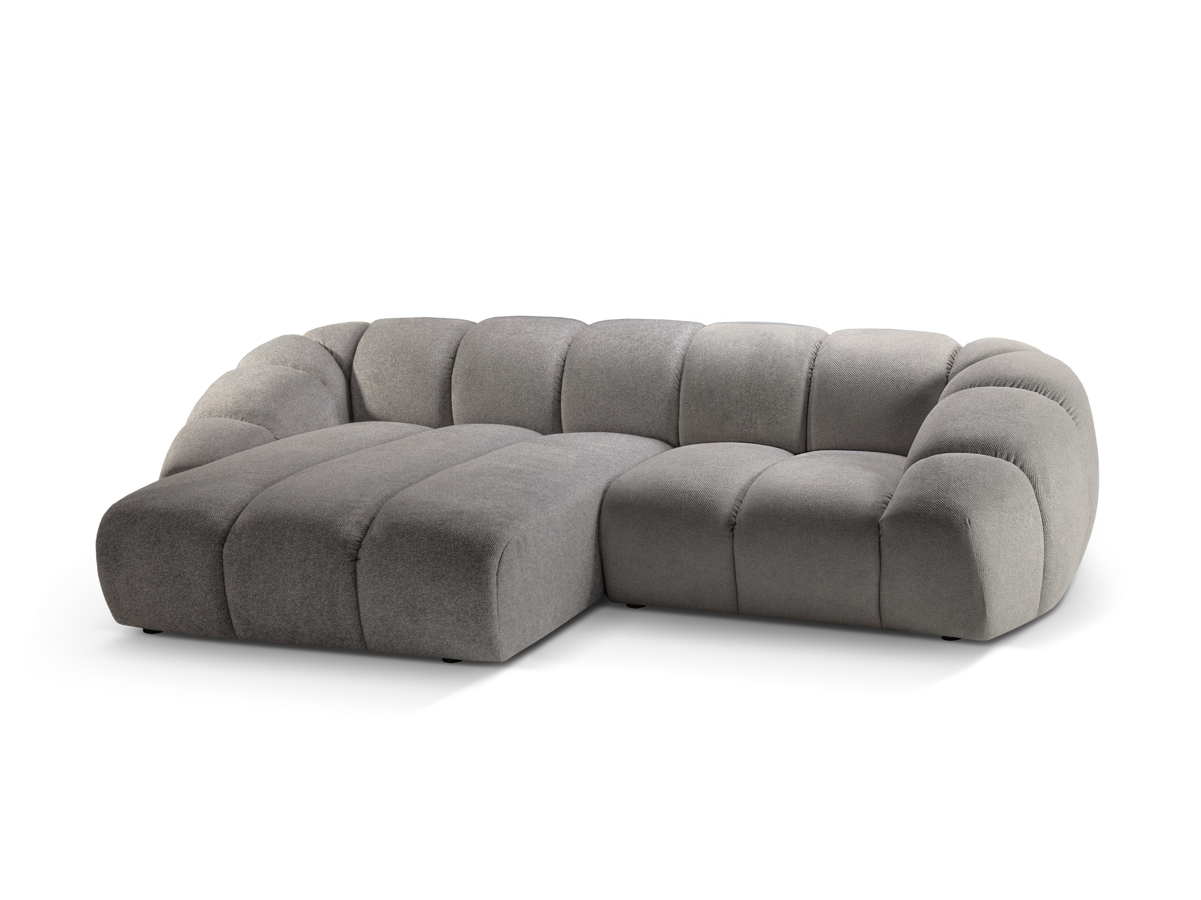 3-sitziger linker Ecksofa DIANA hellgraues Chenille
