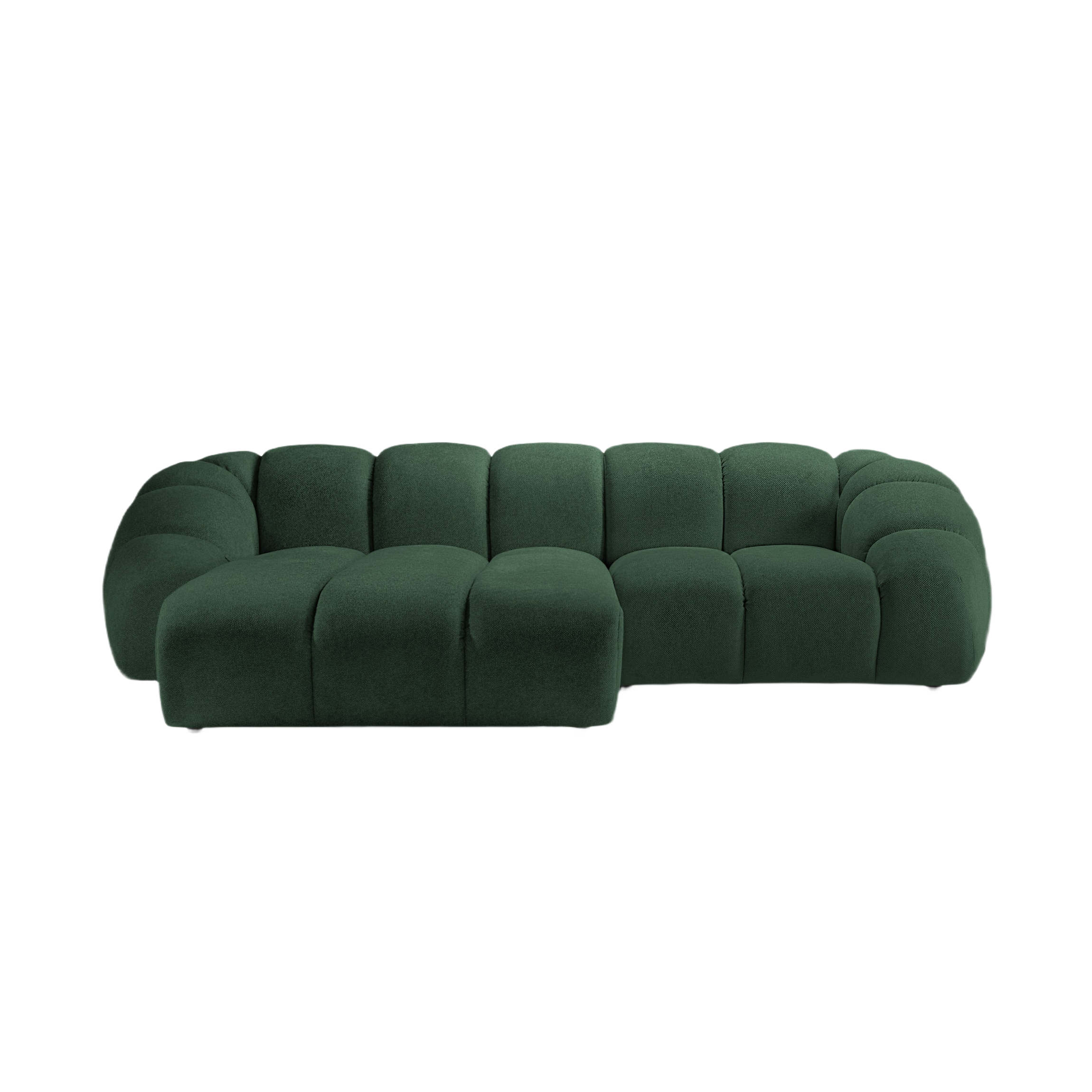 Velvet Left Corner Sofa, "Diana", 3 Seats, Green, 294x182x72
Made in Europe