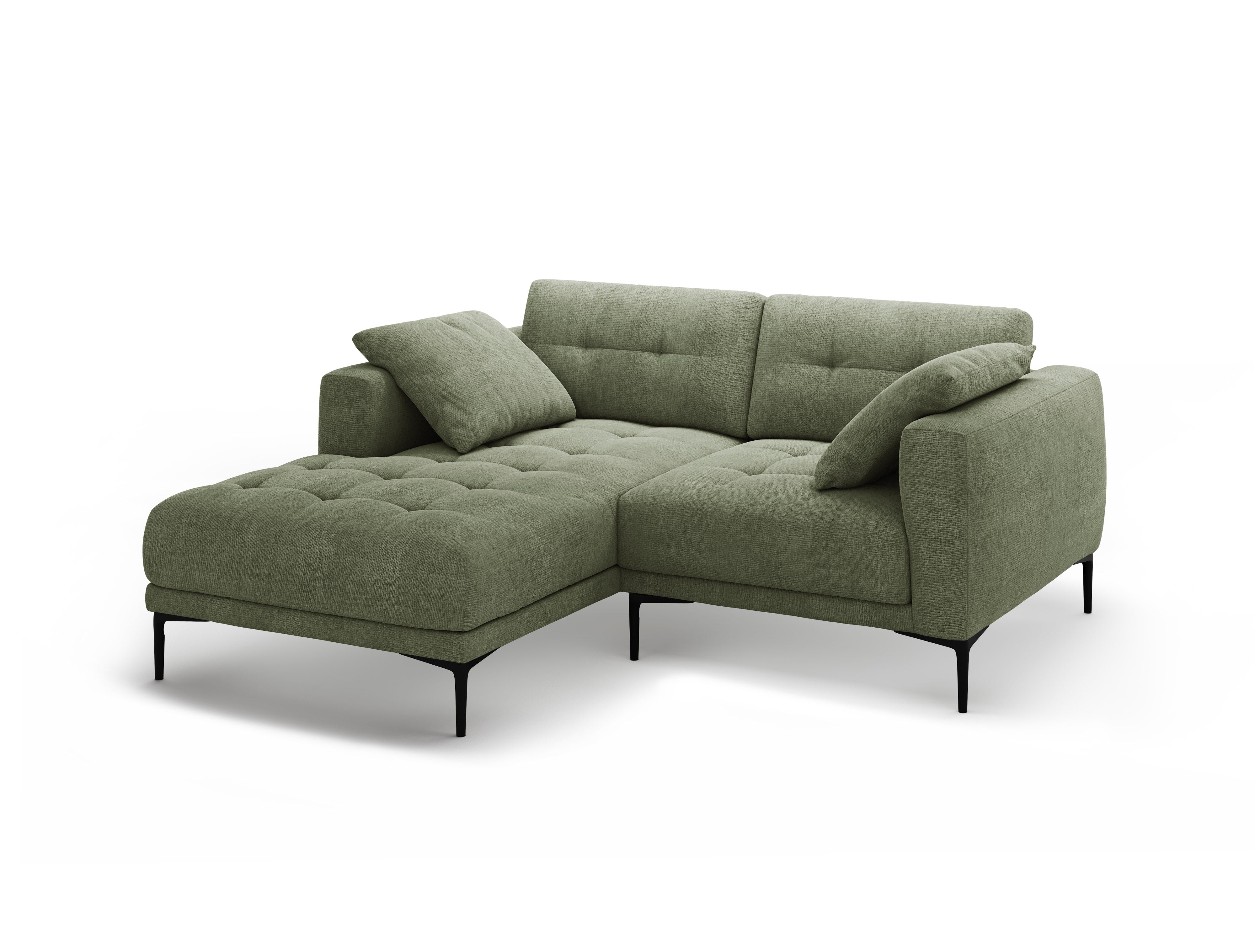 Left-facing corner sofa BEMY olive chenille