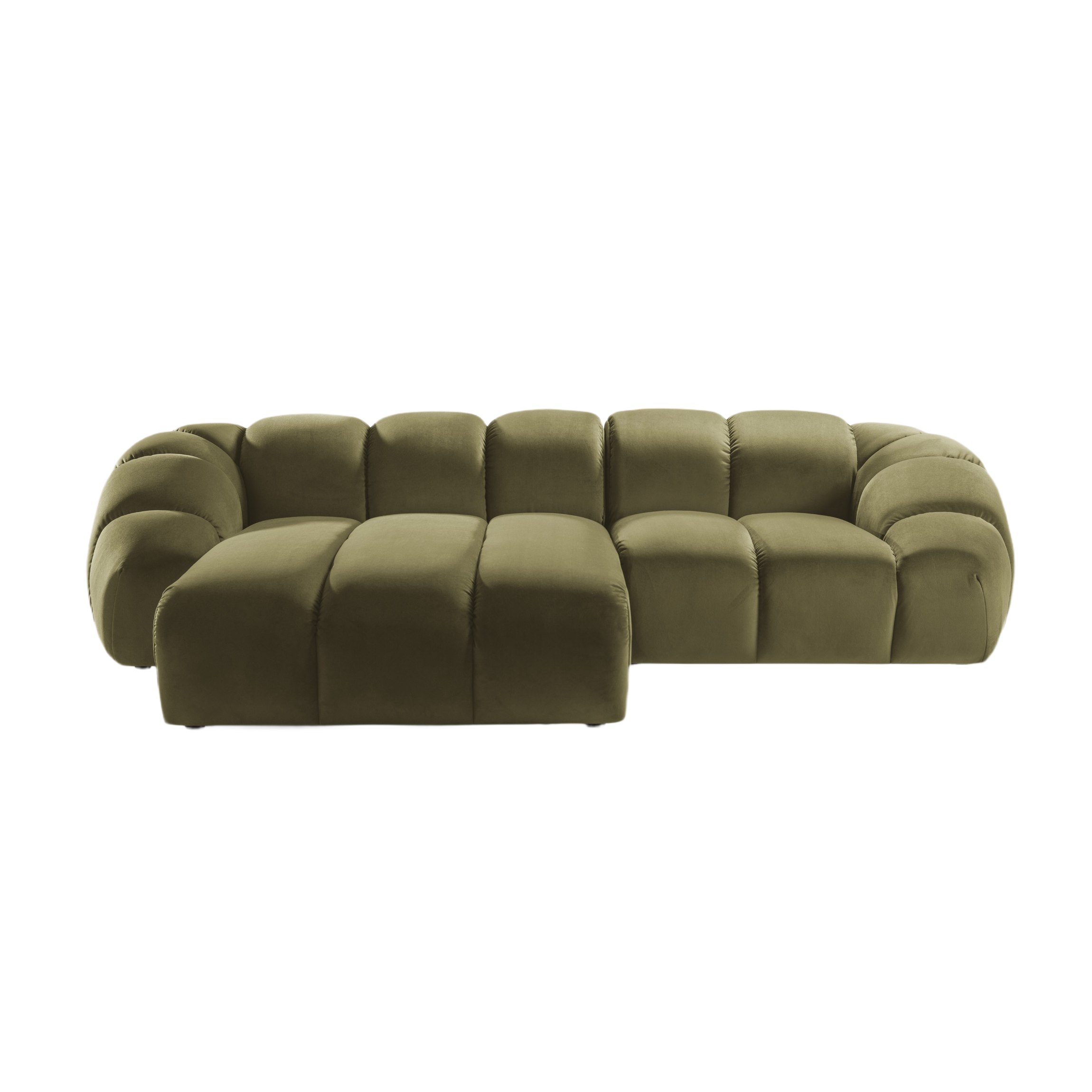 Velvet Left Corner Sofa, "Diana", 3 Seats, Green, 294x182x72
Made in Europe