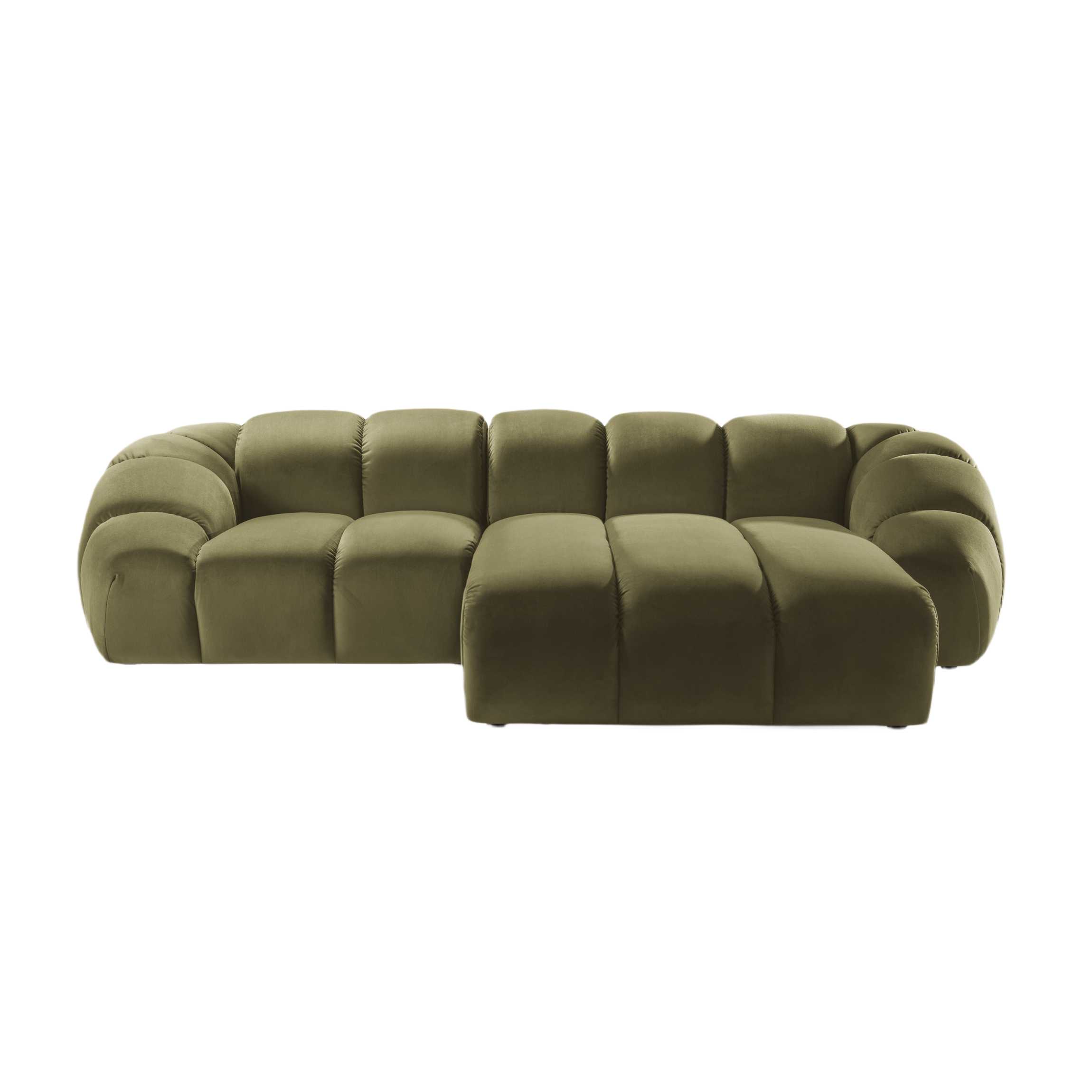 Velvet Right Corner Sofa, "Diana", 3 Seats, Green, 294x182x72
Made in Europe