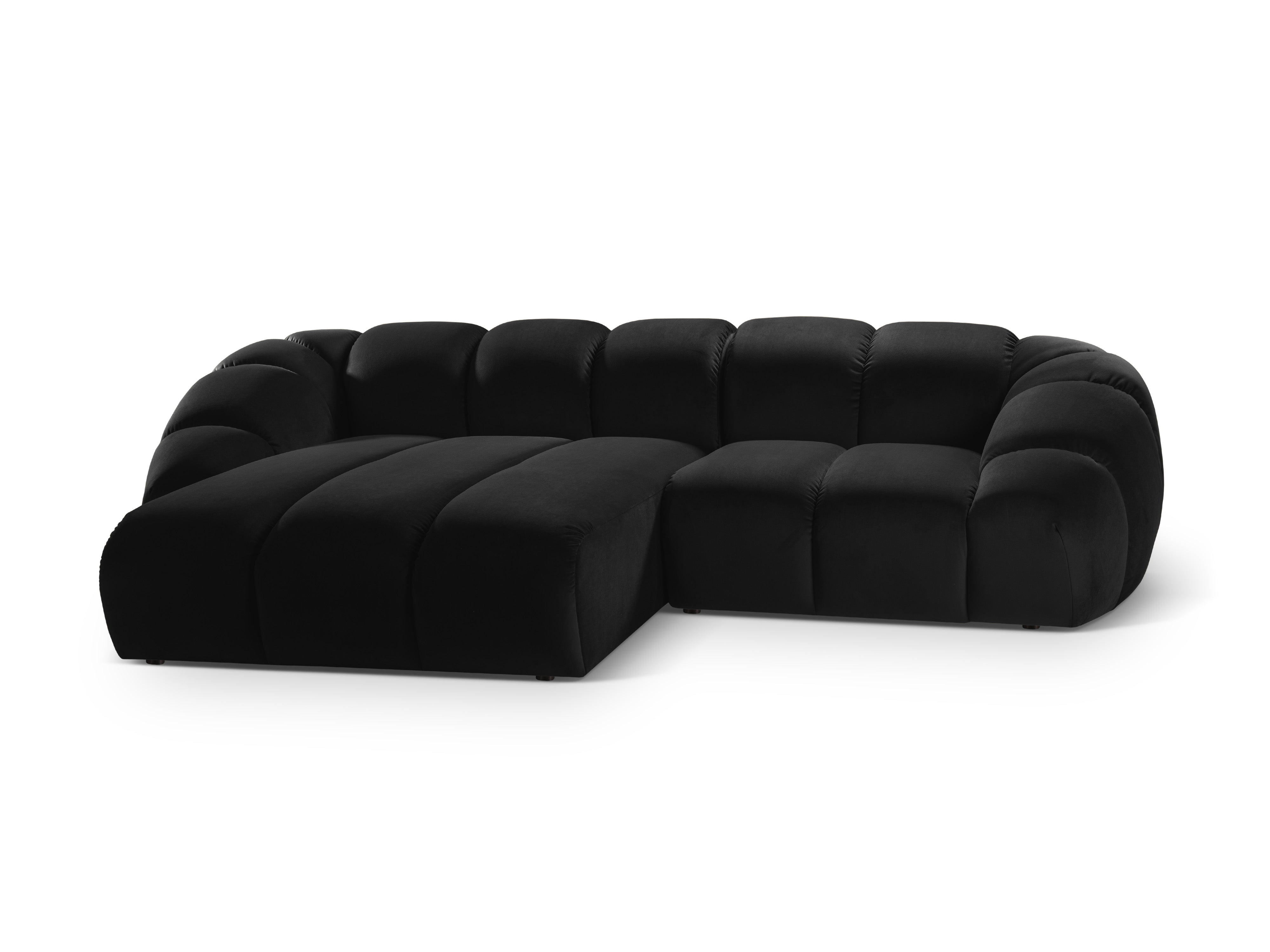 Velvet Left Corner Sofa, "Diana", 3 Seats, Black, 294x182x72
Made in Europe