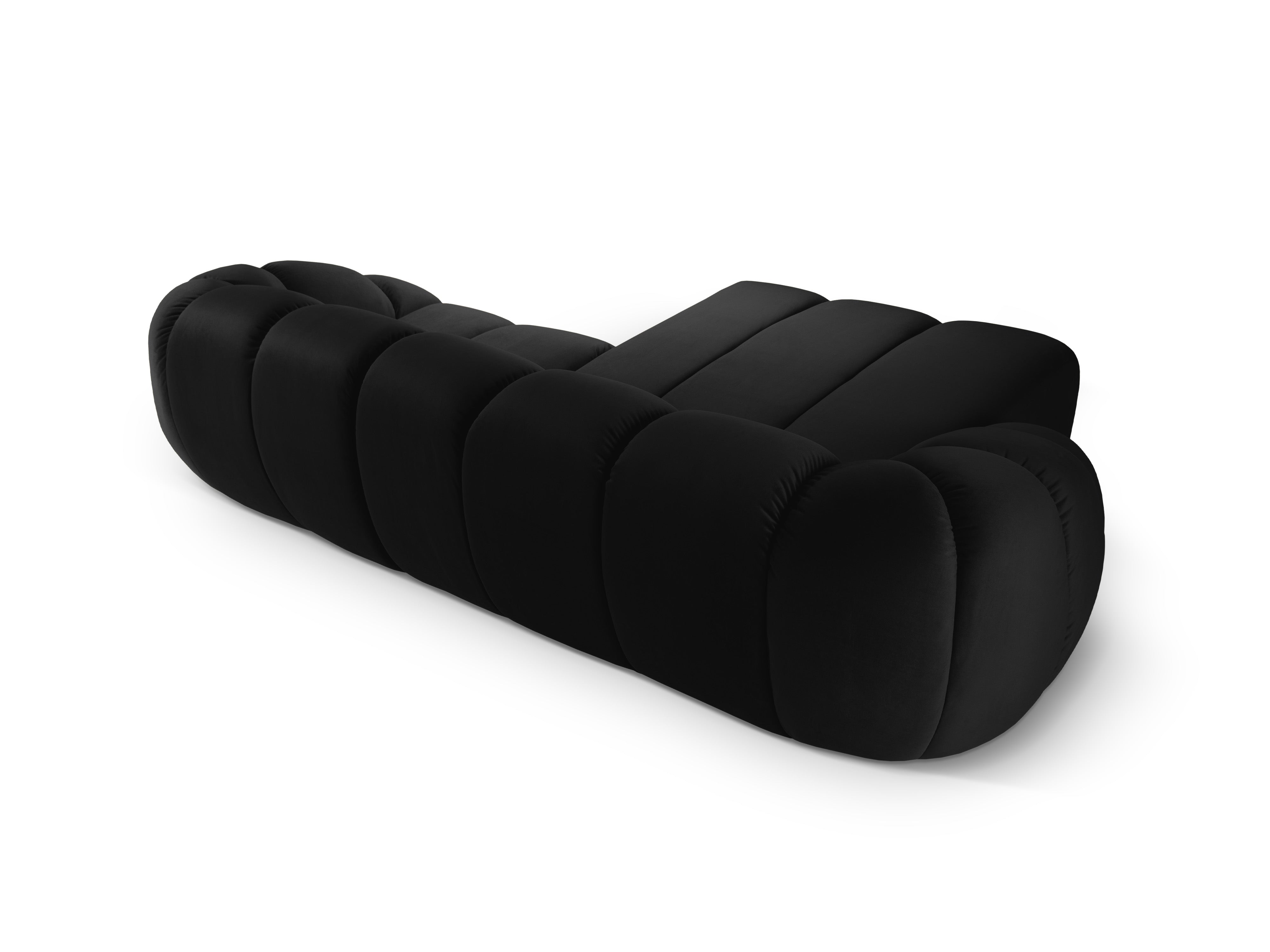 Velvet Left Corner Sofa, "Diana", 3 Seats, Black, 294x182x72
Made in Europe
