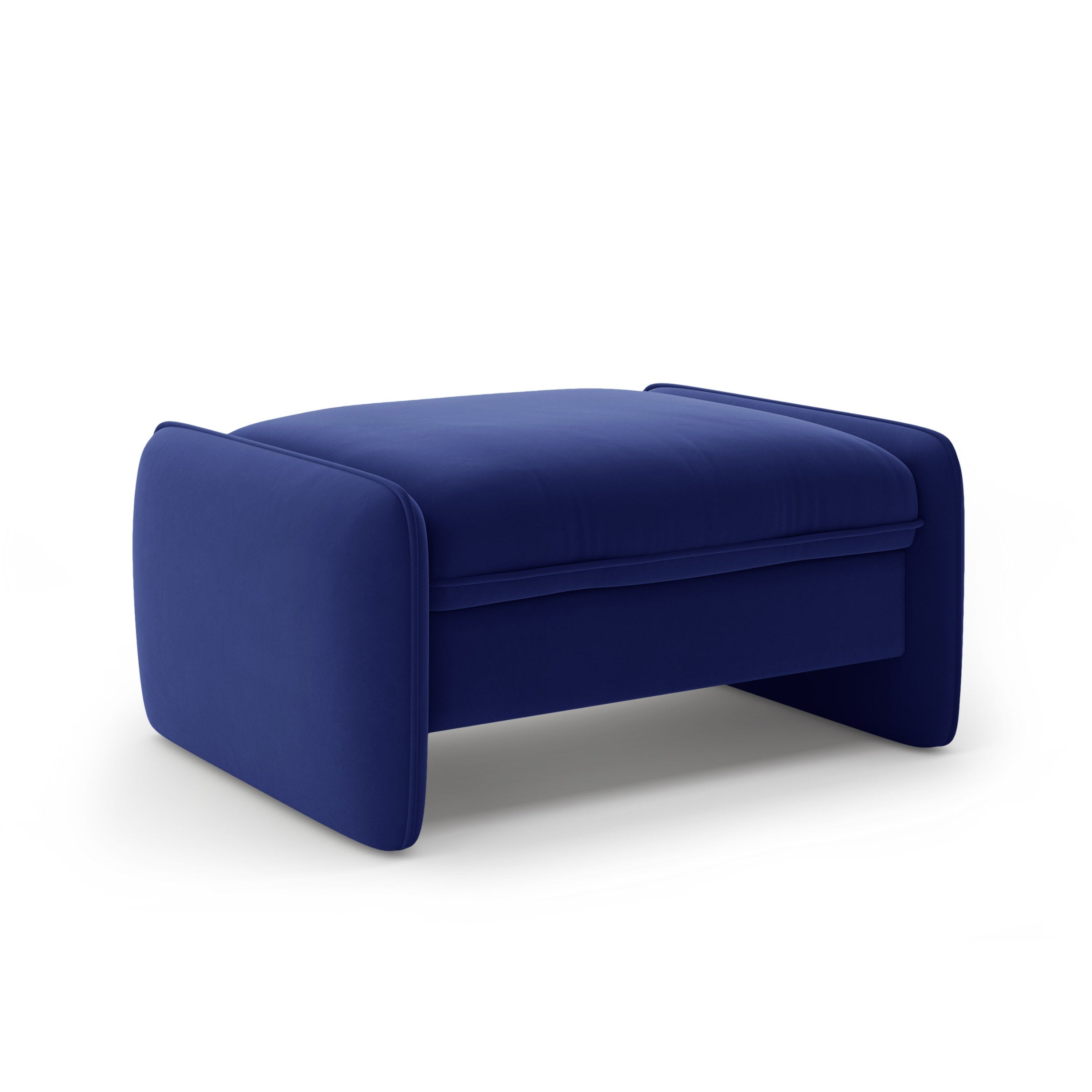 Velvet pouf GEORGIA in cobalt blue