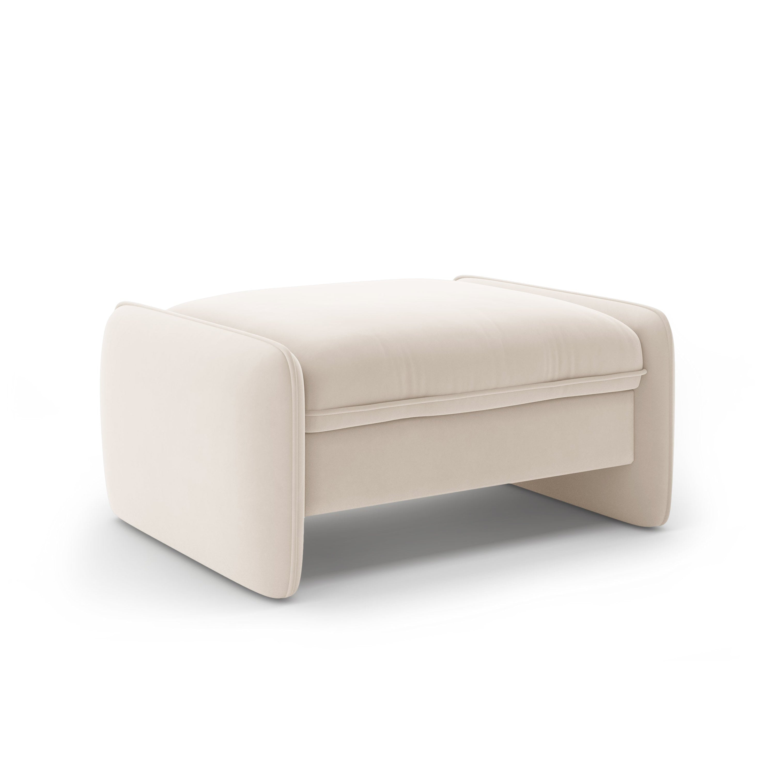 Velvet pouf GEORGIA light beige